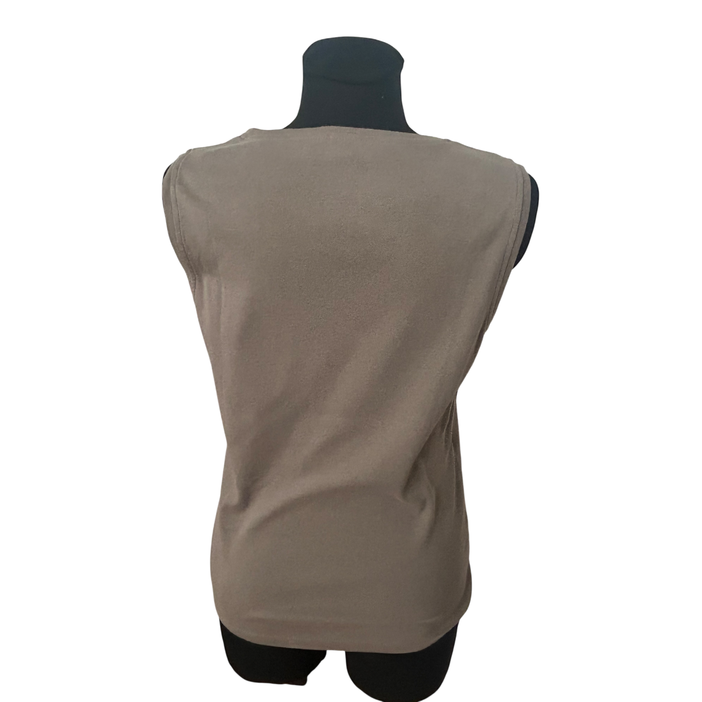 Olsen Shirt Damen Gr 40 Taupe 100% Baumwolle Ärmellos Elegant