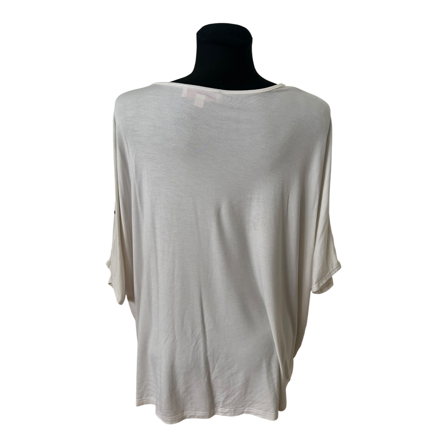 SHE Damen Shirt Gr 36 Fledermausärmel Pailletten Blume Viskose Elegant