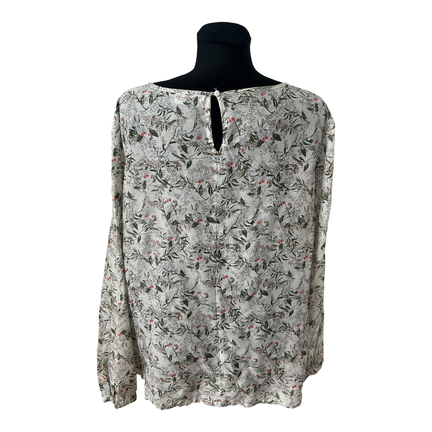 Gina Bluse Damen Gr 46 Viskose Blumen Langarm V Ausschnitt Leicht Elegant