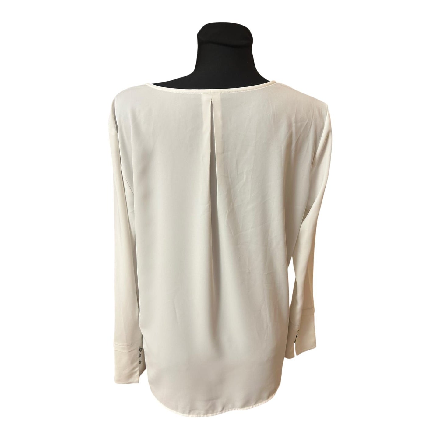 Esprit Damen Bluse Gr 38 Weiß V-Ausschnitt Elegant Langarm Fließend