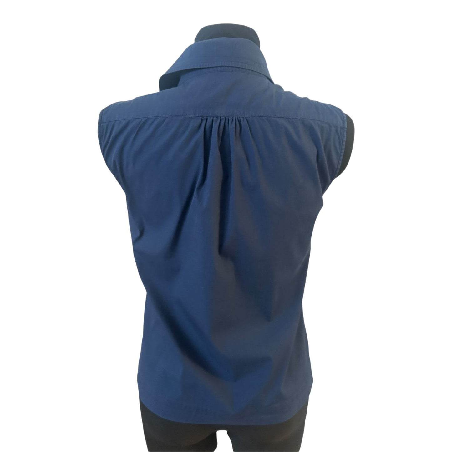 Strenesse Bluse Damen Gr 36 Blau Ärmellos Baumwollmix Business Basic