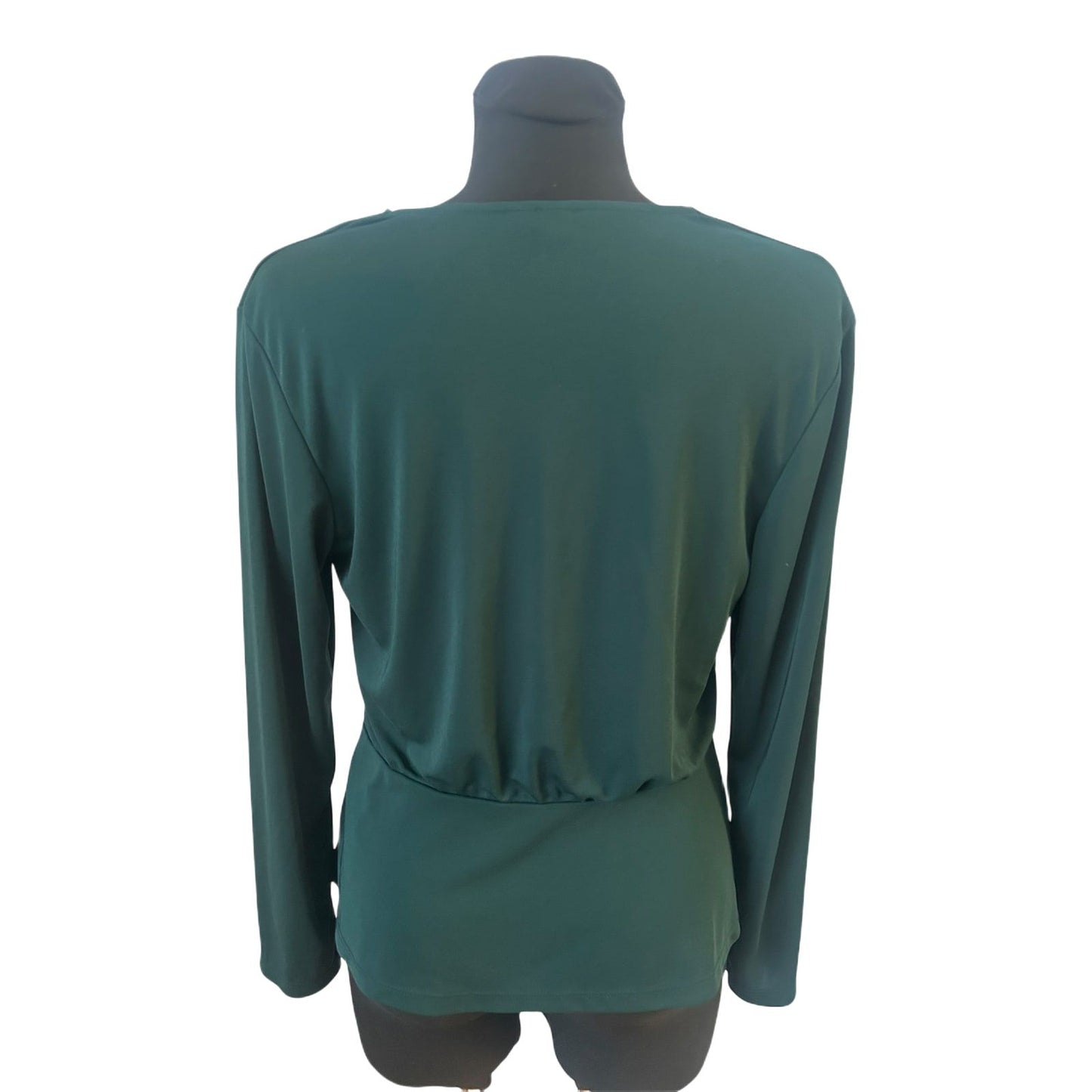 H&M Bluse Damen Gr M Grün Wickeloptik Langarm Elegant Femininer Look