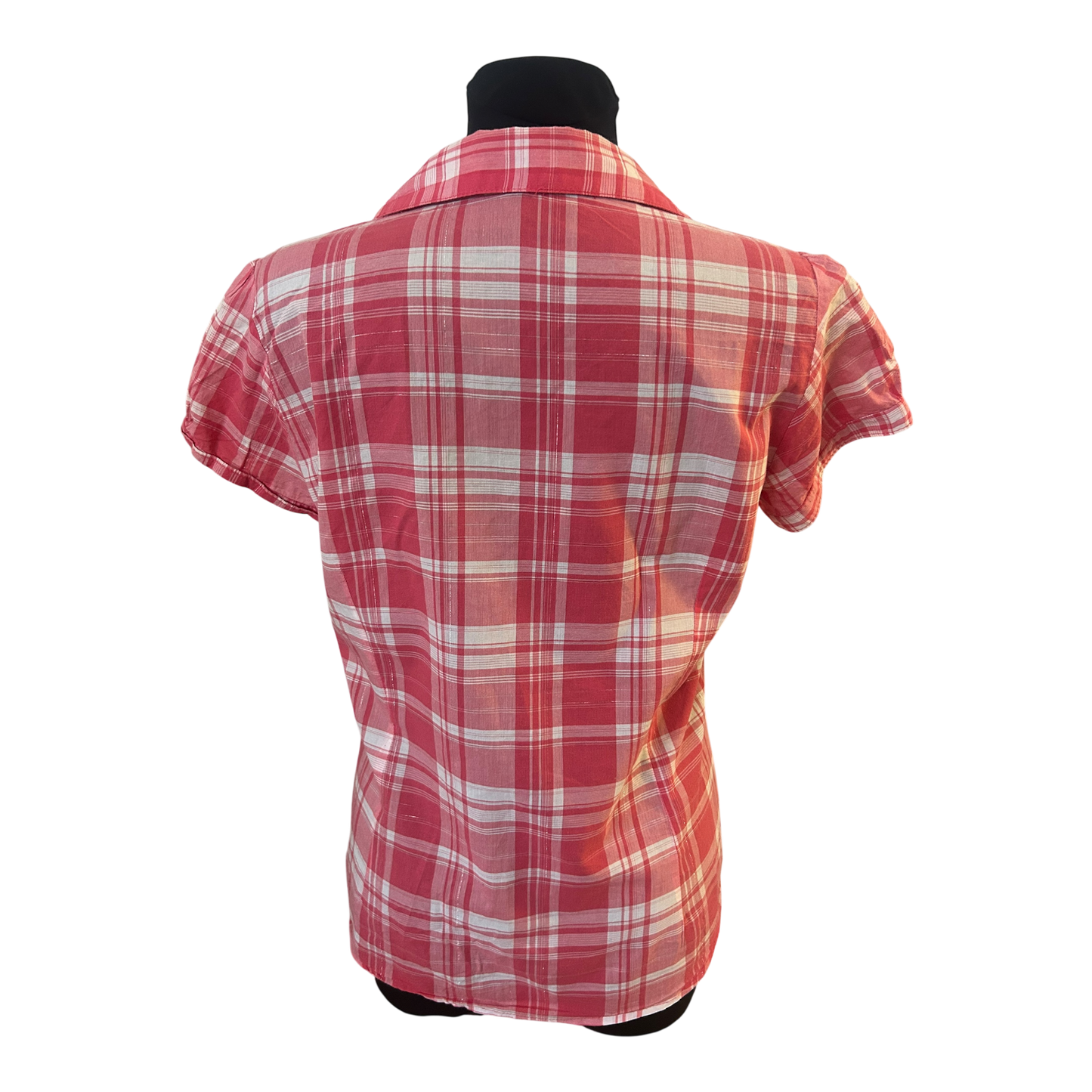 1982 Bluse Damen Gr L Pink Kariert Kurzarm Baumwolle Sommerlook