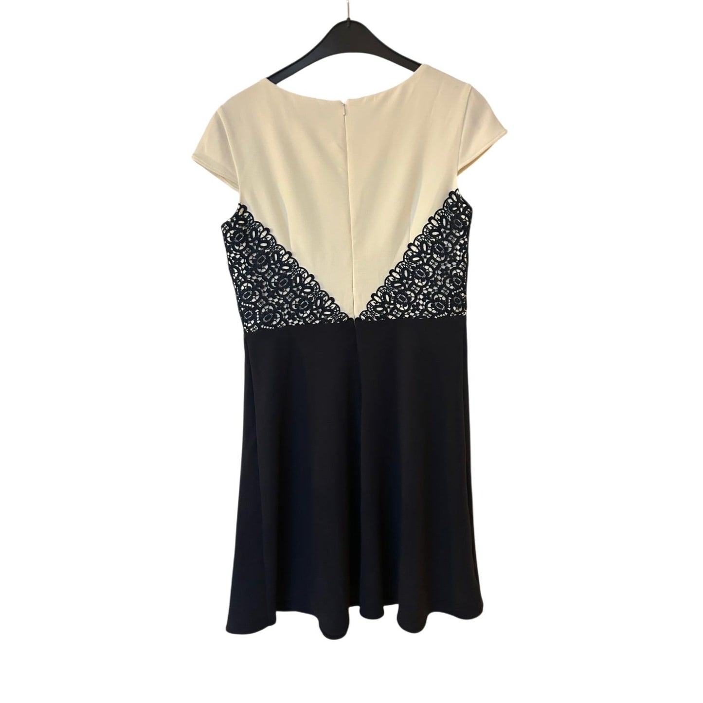 Esprit Kleid Damen Dress Damenkleid Gr. 40 Weiß Spitze Kontrast Neu Hochwertig