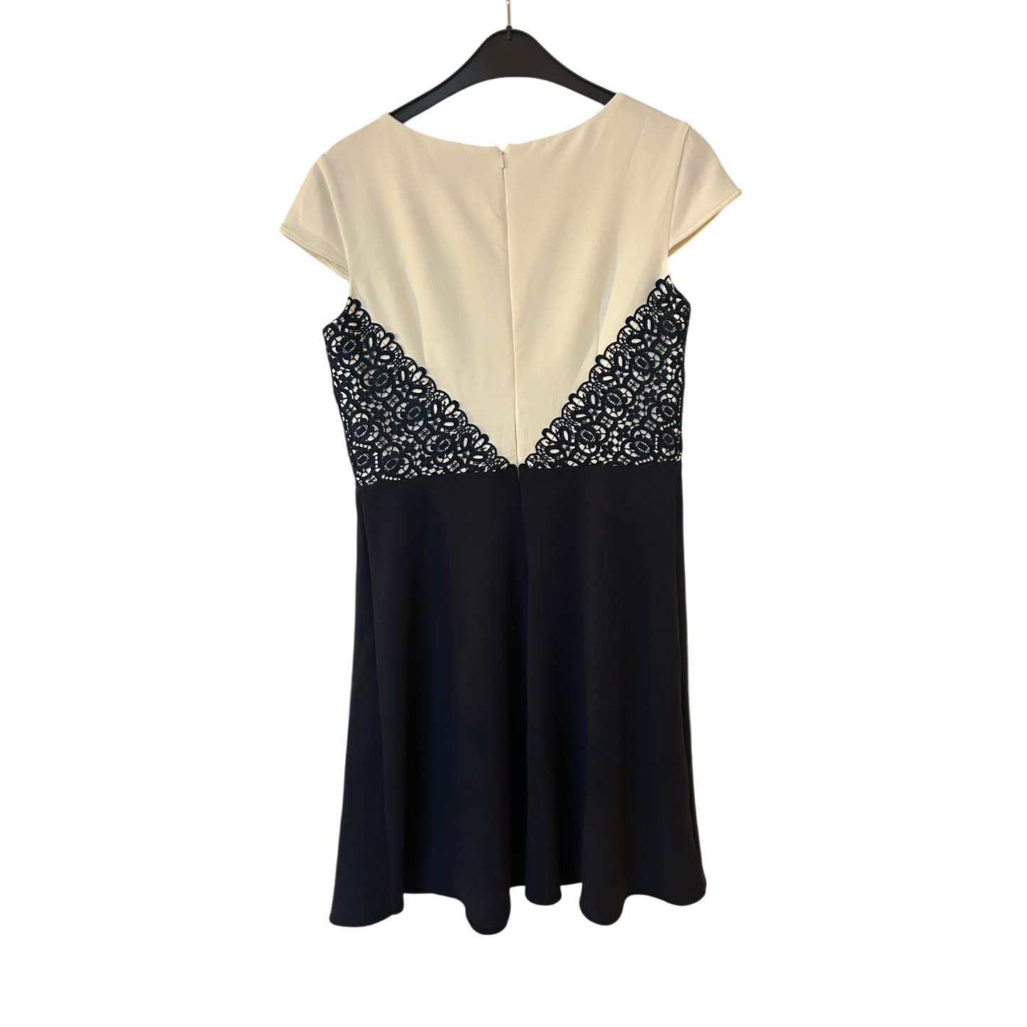 Esprit Kleid Damen Dress Damenkleid Gr. 40 Weiß Spitze Kontrast Neu Hochwertig