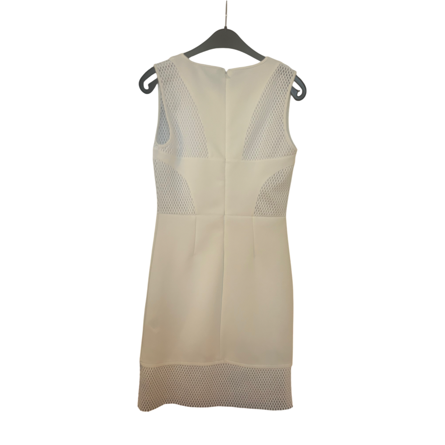 Amisu Kleid Damen Dress Damenkleid Gr. 40 Weiß Etuikleid Mesh Elegant Neu Look