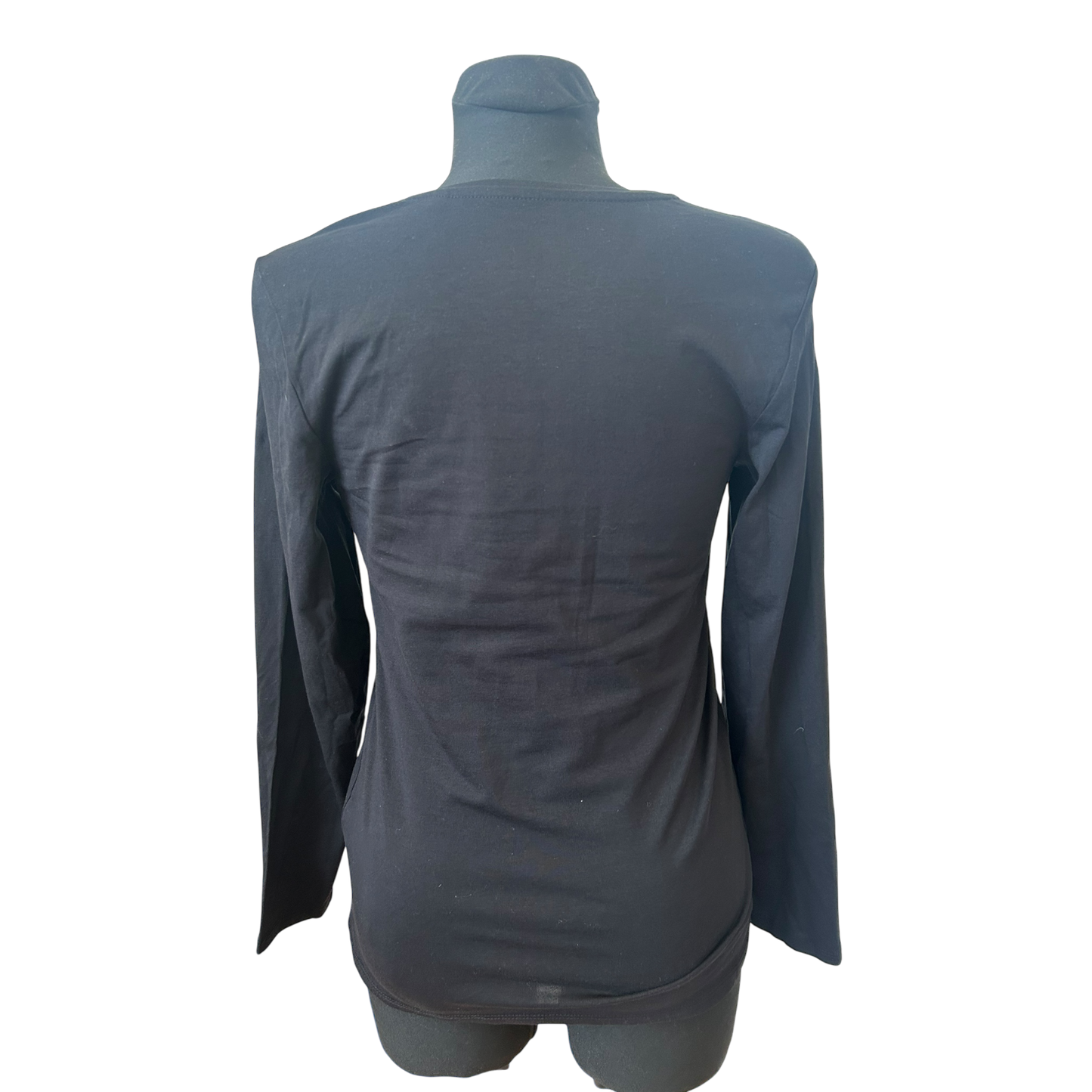 Laura Torelli Shirt Damen Gr M Schwarz Basic Langarm Baumwolle Stretch