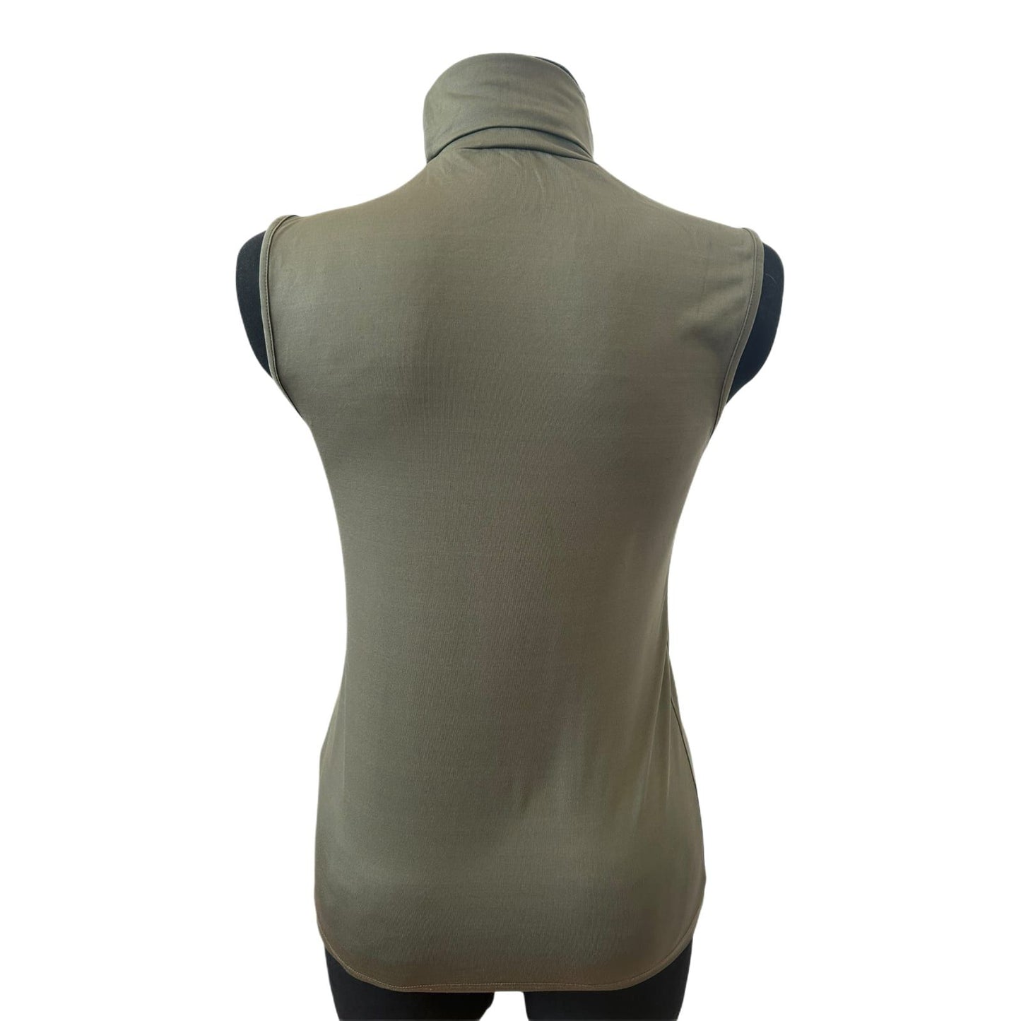 Heine Rollkragen Shirt Damen Gr 38 Khaki Ärmellos Stretch Elegant Basic