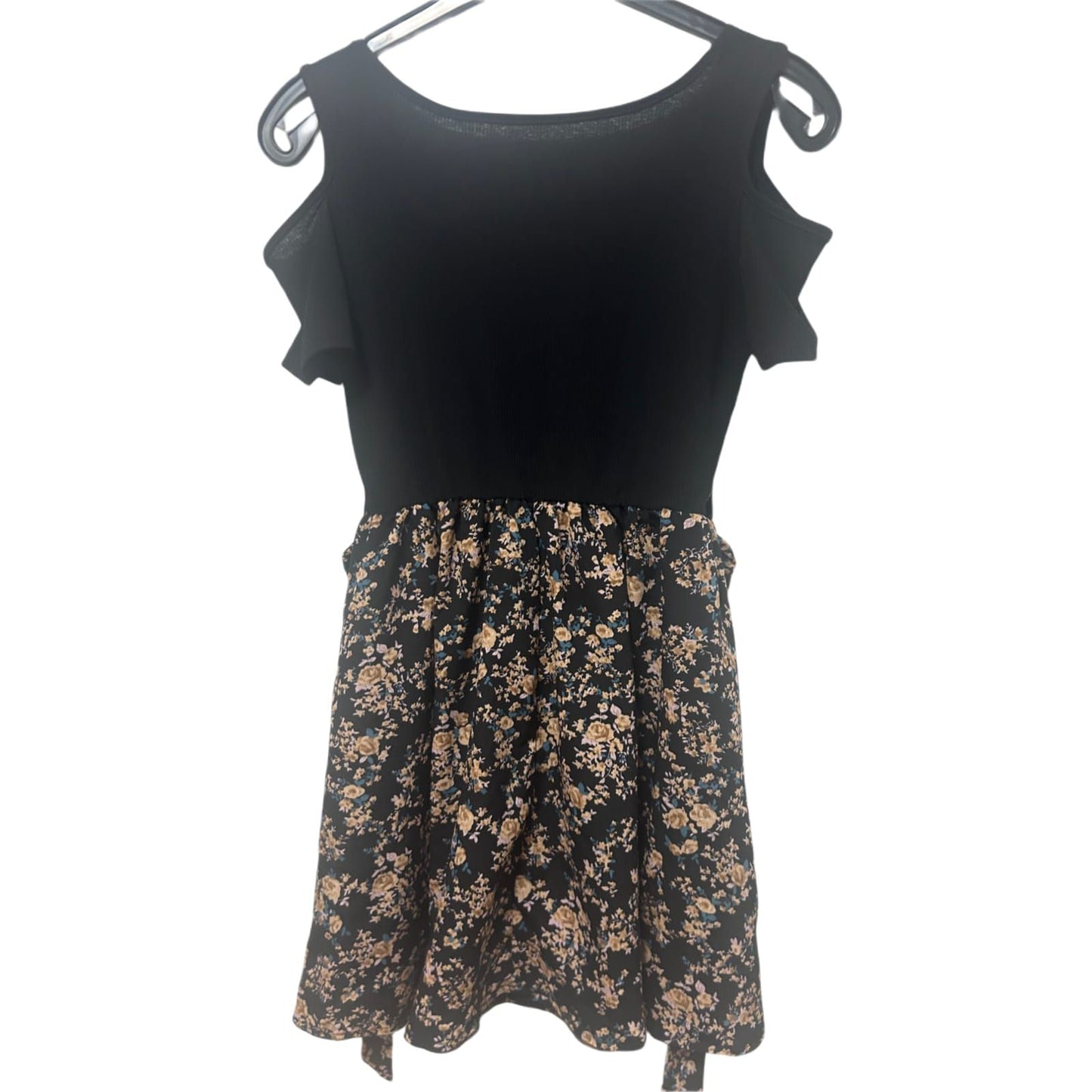 SHEIN Kleid Damen Dress Damenkleid Gr. XS Schwarz Blumen Romantisch Look Elegant