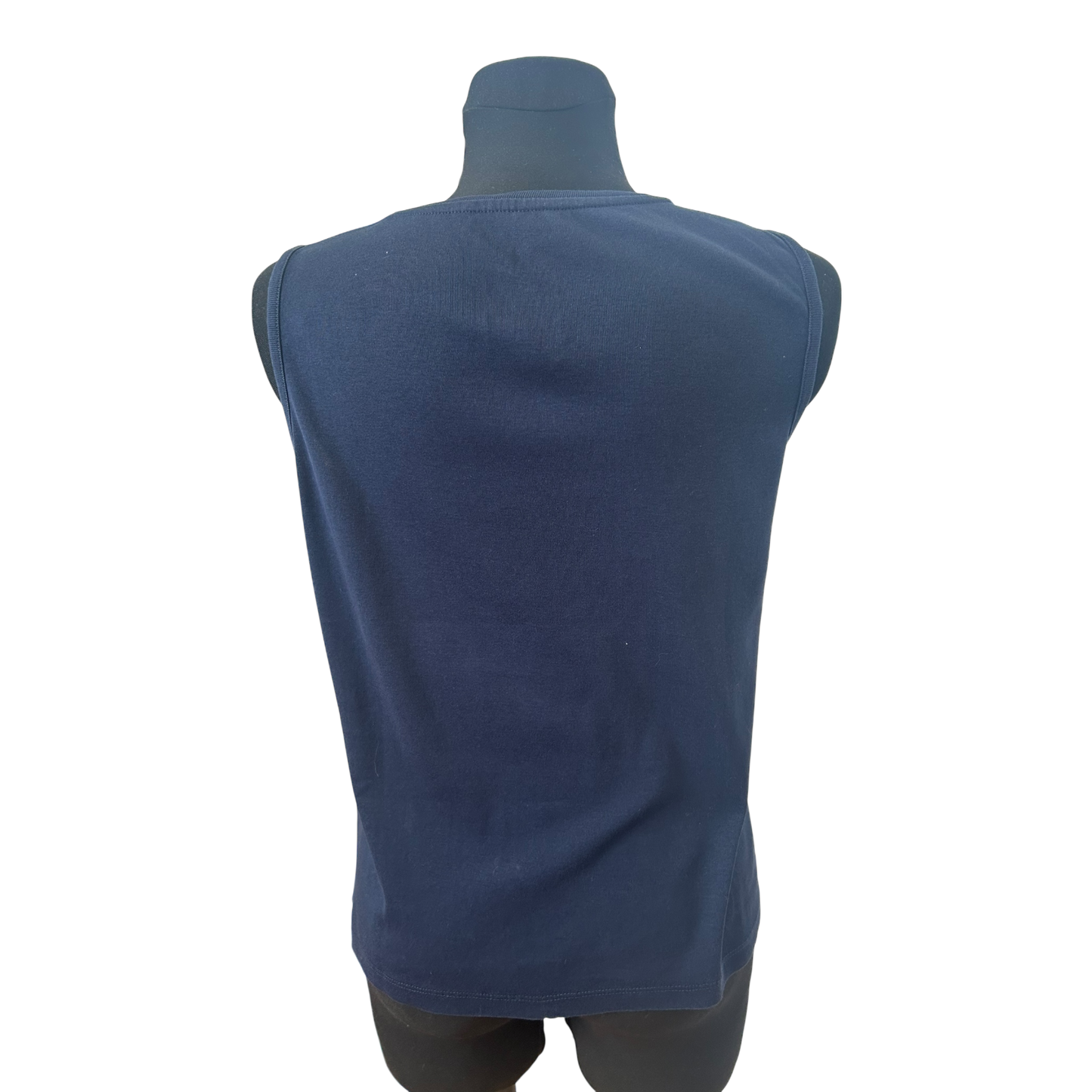 Fabiani Top Damen Gr 40 Dunkelblau Ärmellos Basic Stretch Sommer