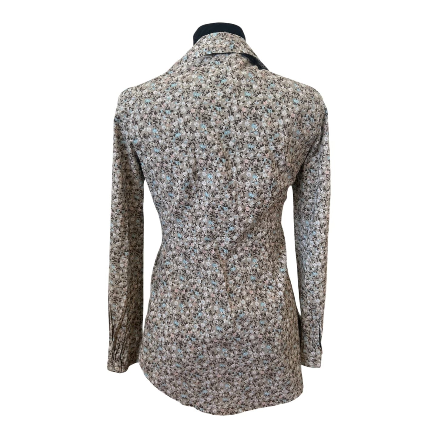 Orsay Bluse Damen Gr 36 Braun Floral Taillenband Baumwolle Langarm