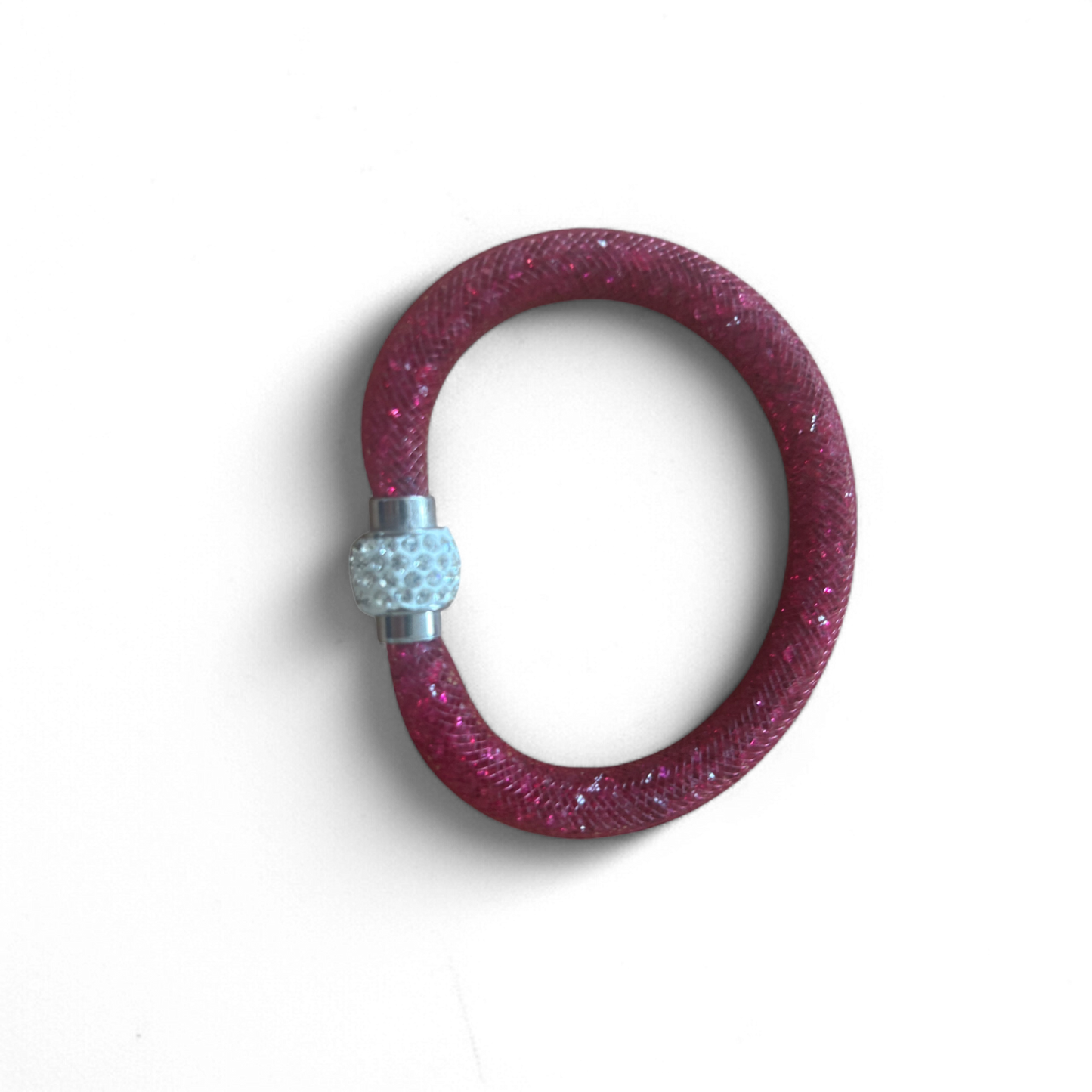 Damen Armband Pink mit Magnetverschluss Glitzer Look