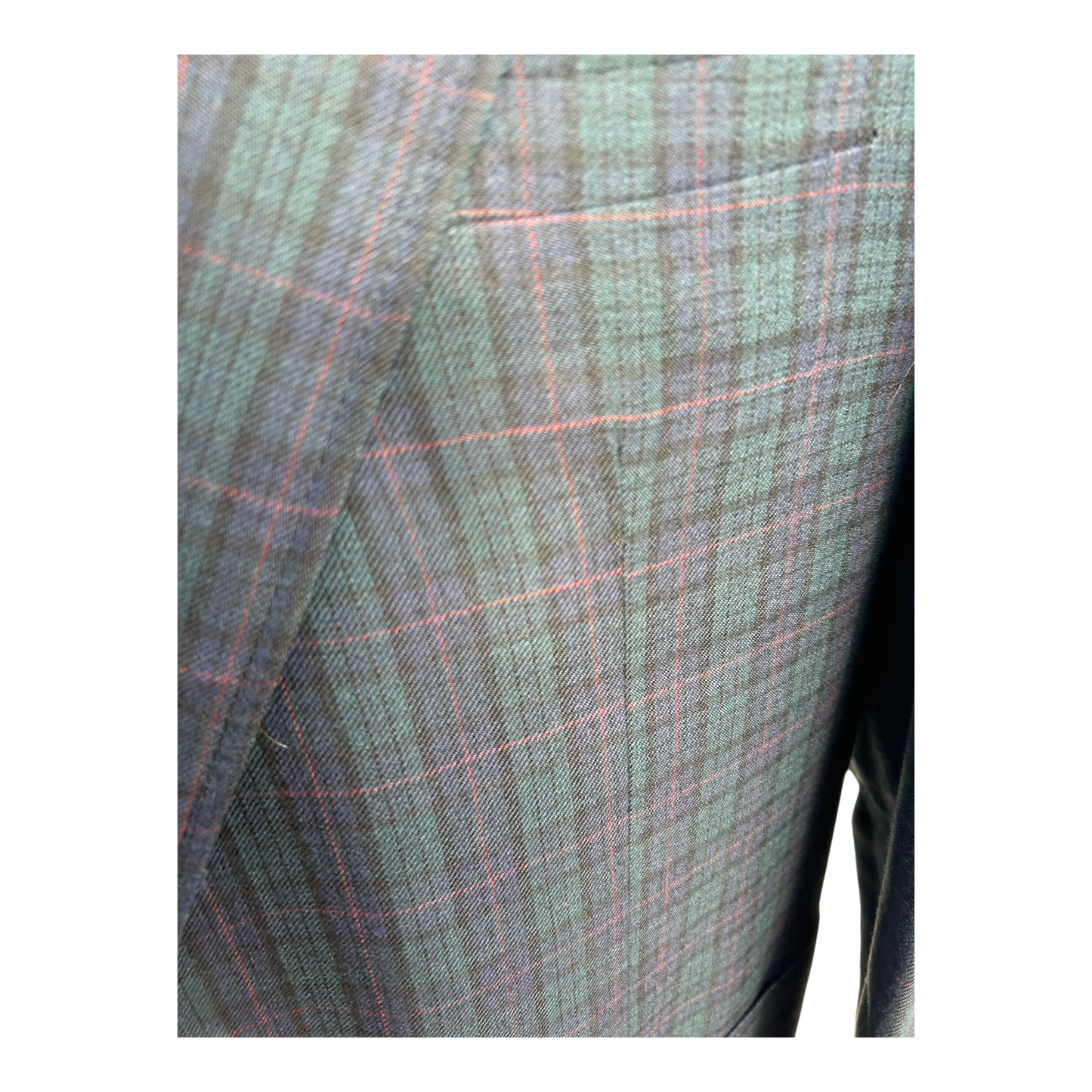 Alhos Sakko Herren Gr 54 Dunkelgrün Dunkelblau Karo Wollstoff Elegant Vintage Classic