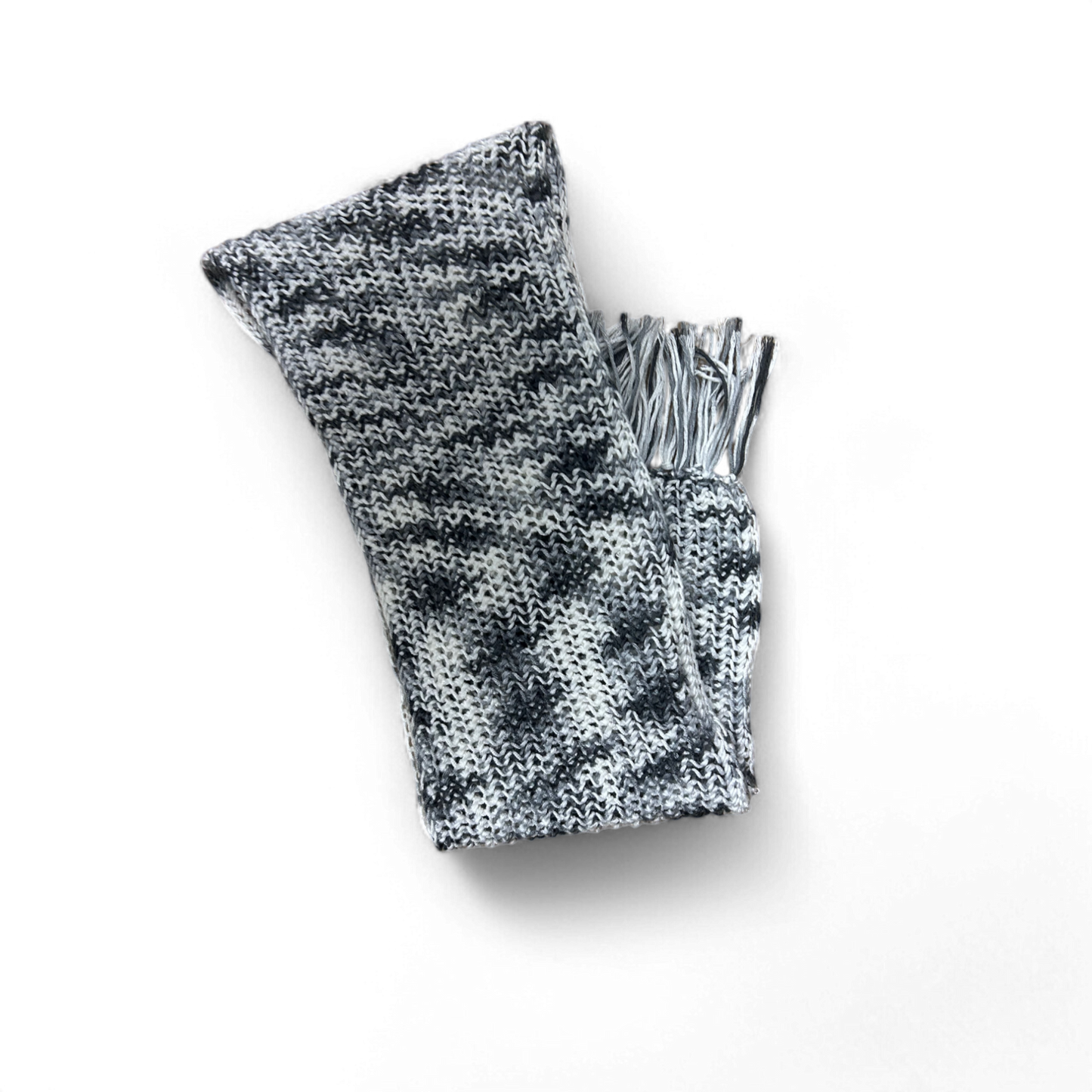 🧣 Pure Panda Schal Schwarz-Weiß 140x20 cm – Fransenlook 🧣