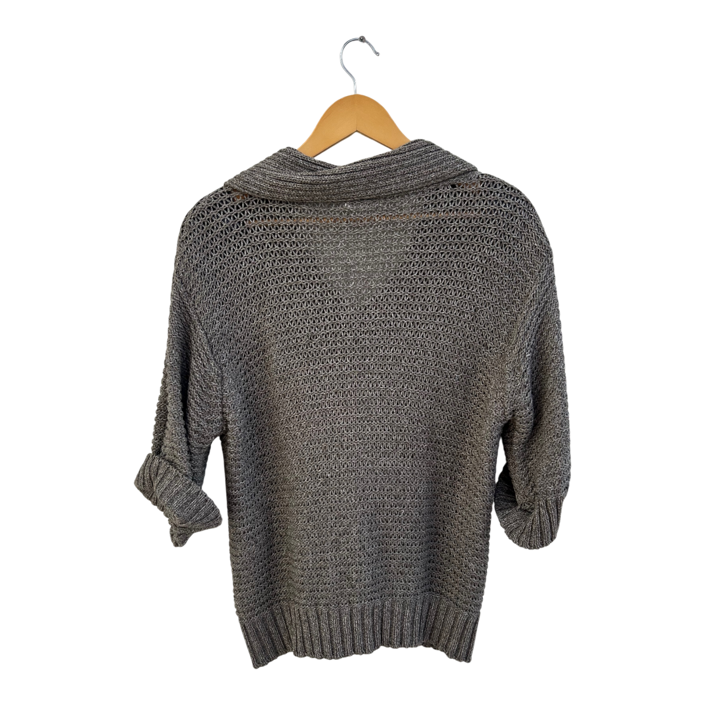 Bonita Strickjacke Damen Gr L Braun Kurzarm Baumwollmix Struktur Strick Elegant