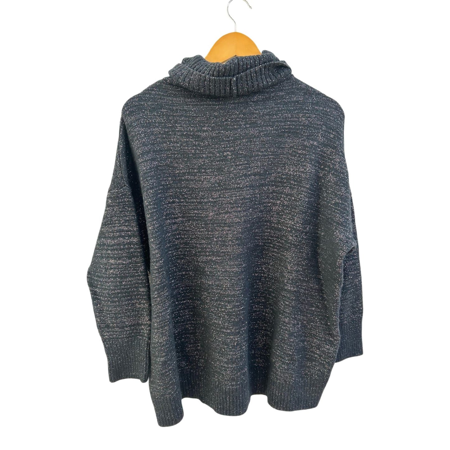Yessica Pullover Damen Gr M Schwarz Silberglanz Weiter Schnitt Rollkragen Elegant
