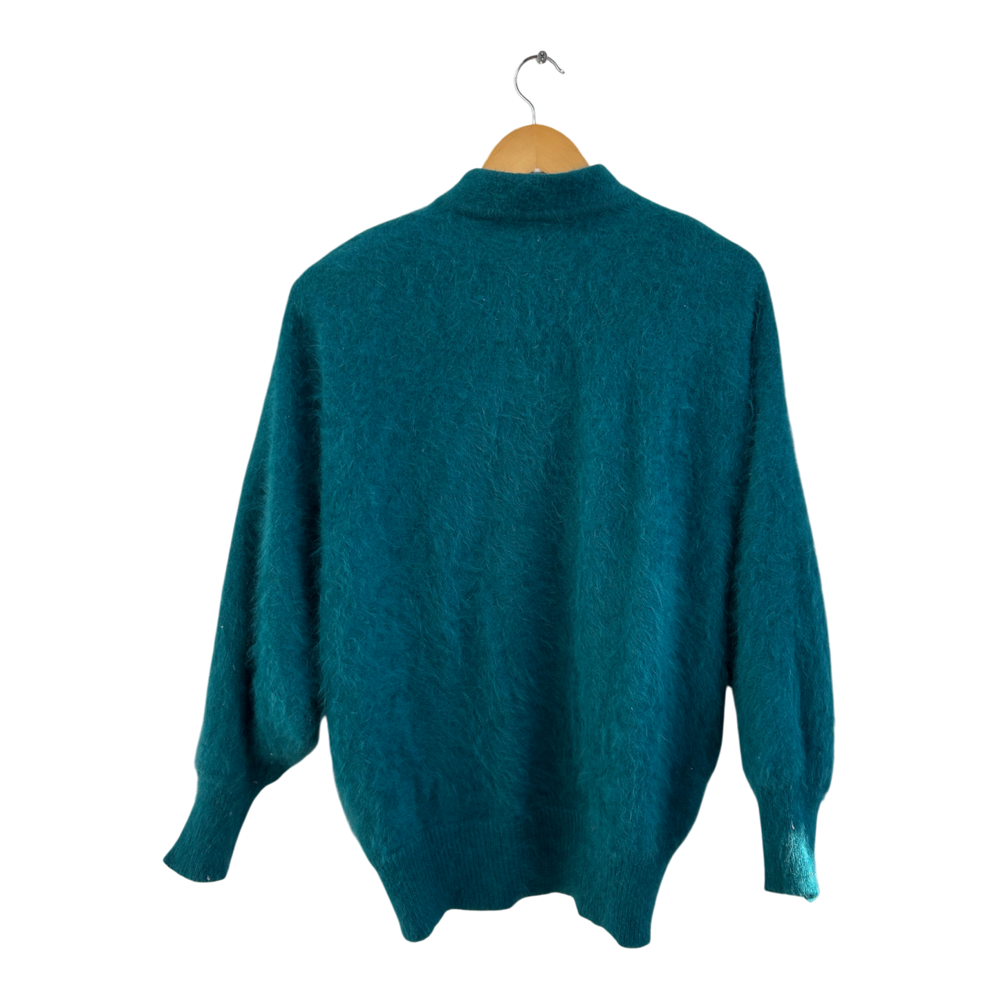 Mirano Strickjacke Damen Gr L Petrol Angora Look Gefüttert Elegant Vintage