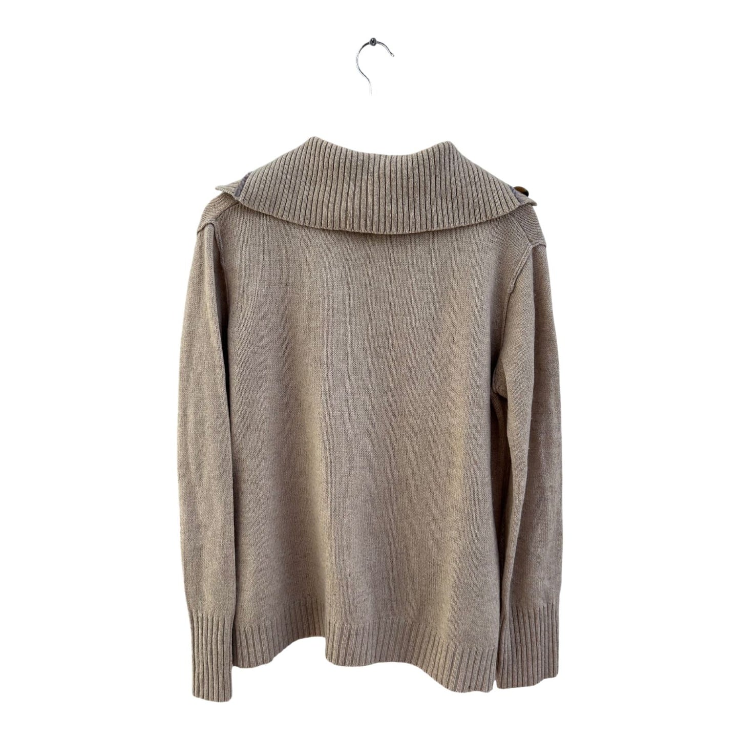 TCM Pullover Damen Gr 44 Beige Schurwolle Polyacryl Kragen Knöpfe Klassisch Warm