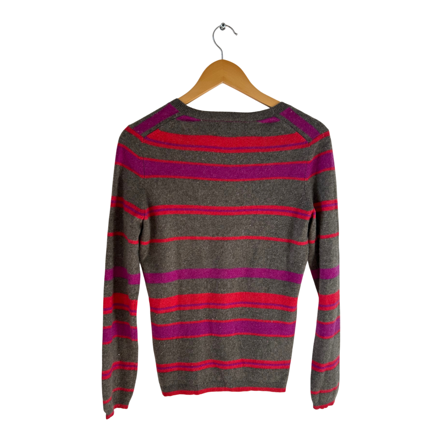 Sandra Pabst Pullover Damen Gr 36 Grau Streifen Viskosemix Kaschmiroptik Elegant