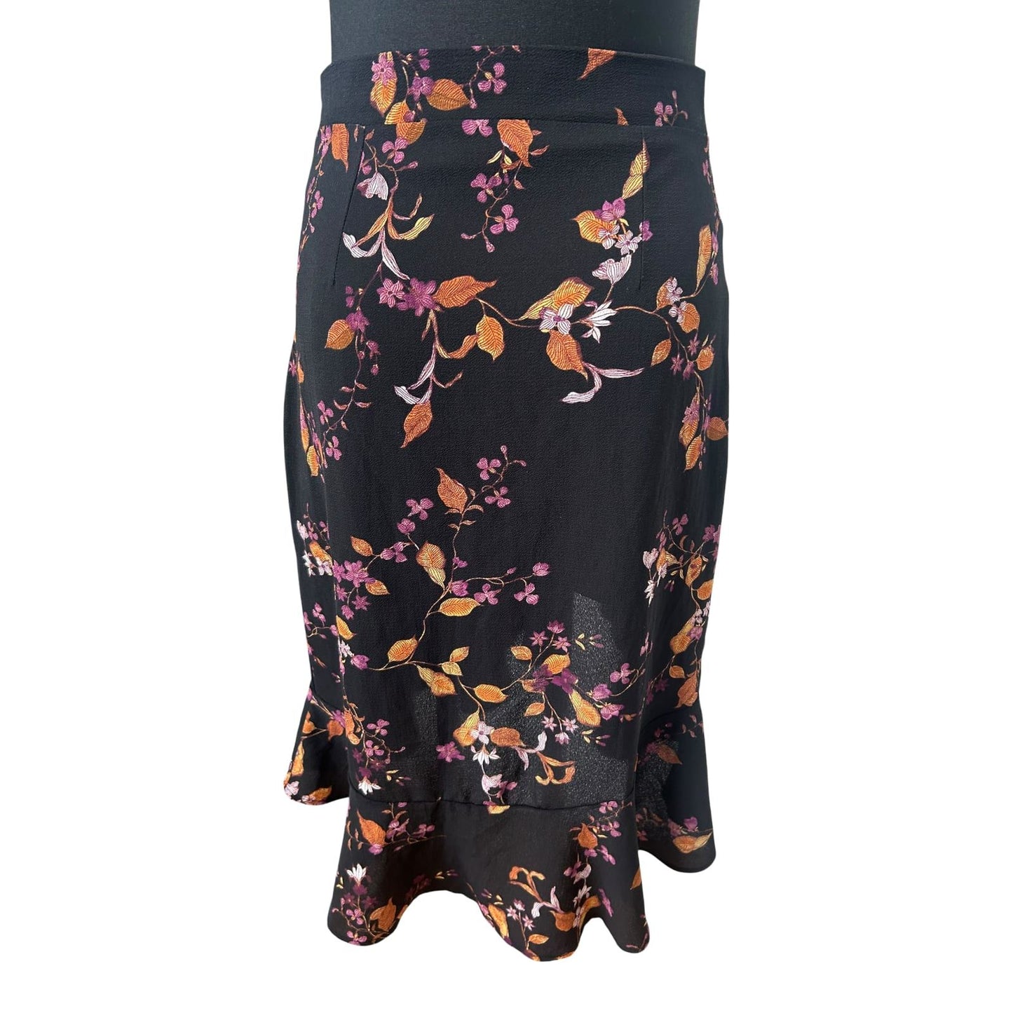 Cubus Rock Damen Gr 36 Schwarz Blumen Elegant Midirock Volant
