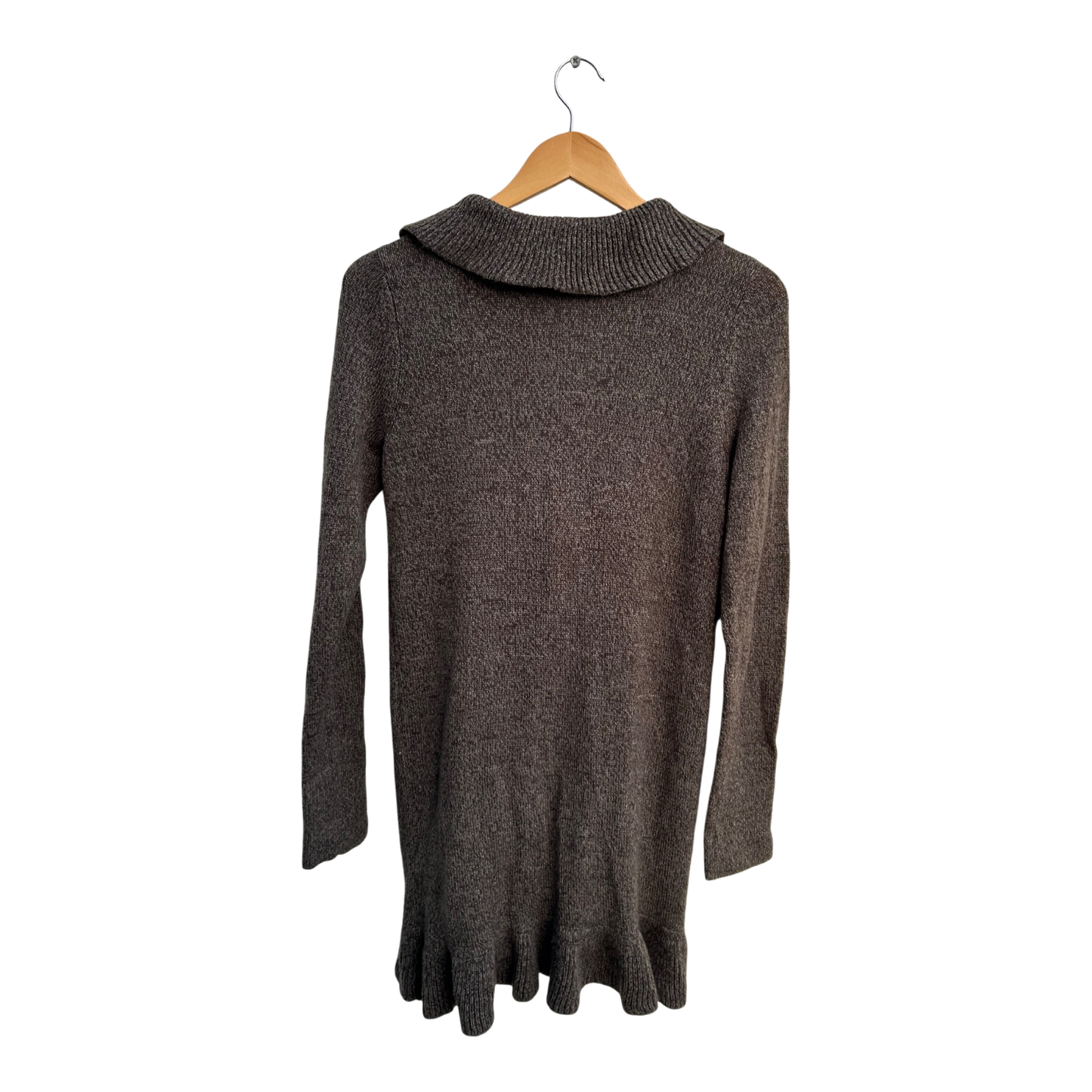 Tom Tailor Strickjacke Damen M Grau Rüschen Lang Feinstrick Bindegürtel Elegant