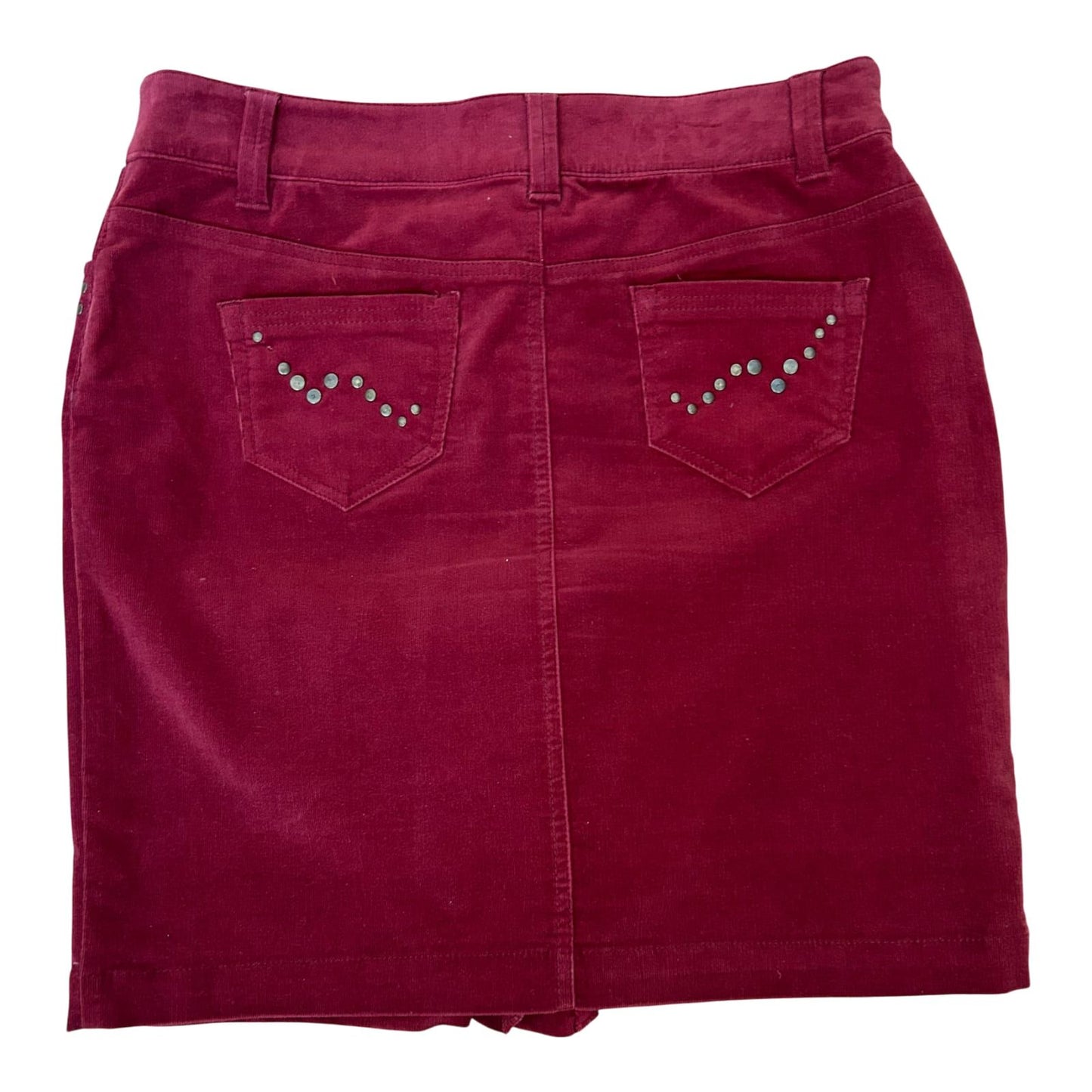 Marco Pecci Rock Damen Gr 44 Rot Feincord Samtig Baumwolle Stretch Elegant