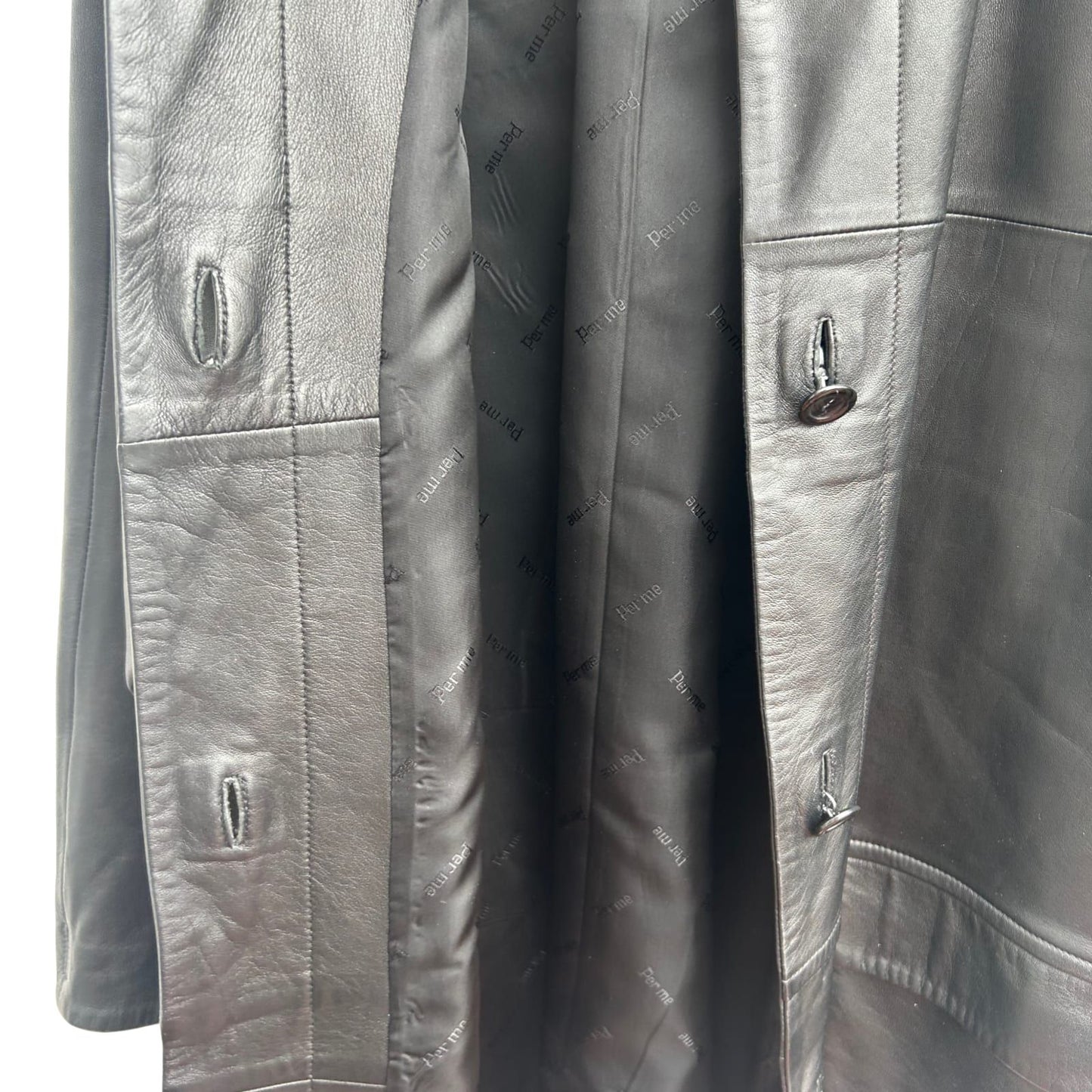 Ledermantel Schwarz Damen Gr 42 Per Me Linea Italiana Echtleder Oversize Vintage