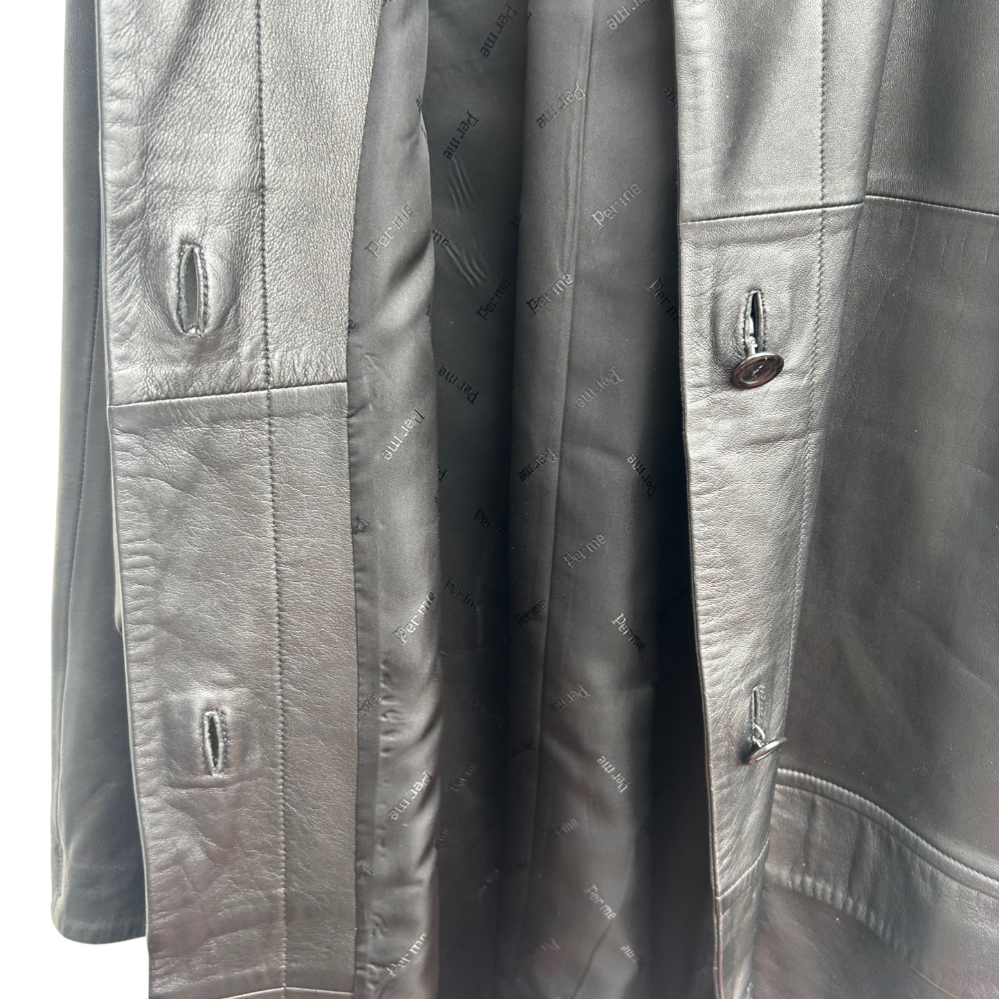 Ledermantel Schwarz Damen Gr 42 Per Me Linea Italiana Echtleder Oversize Vintage