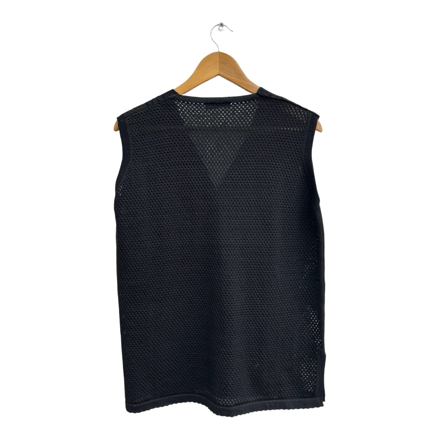 Vintage Anne M Netzweste Damen XL Schwarz 80er Stil Sommer Weste Retro Mesh