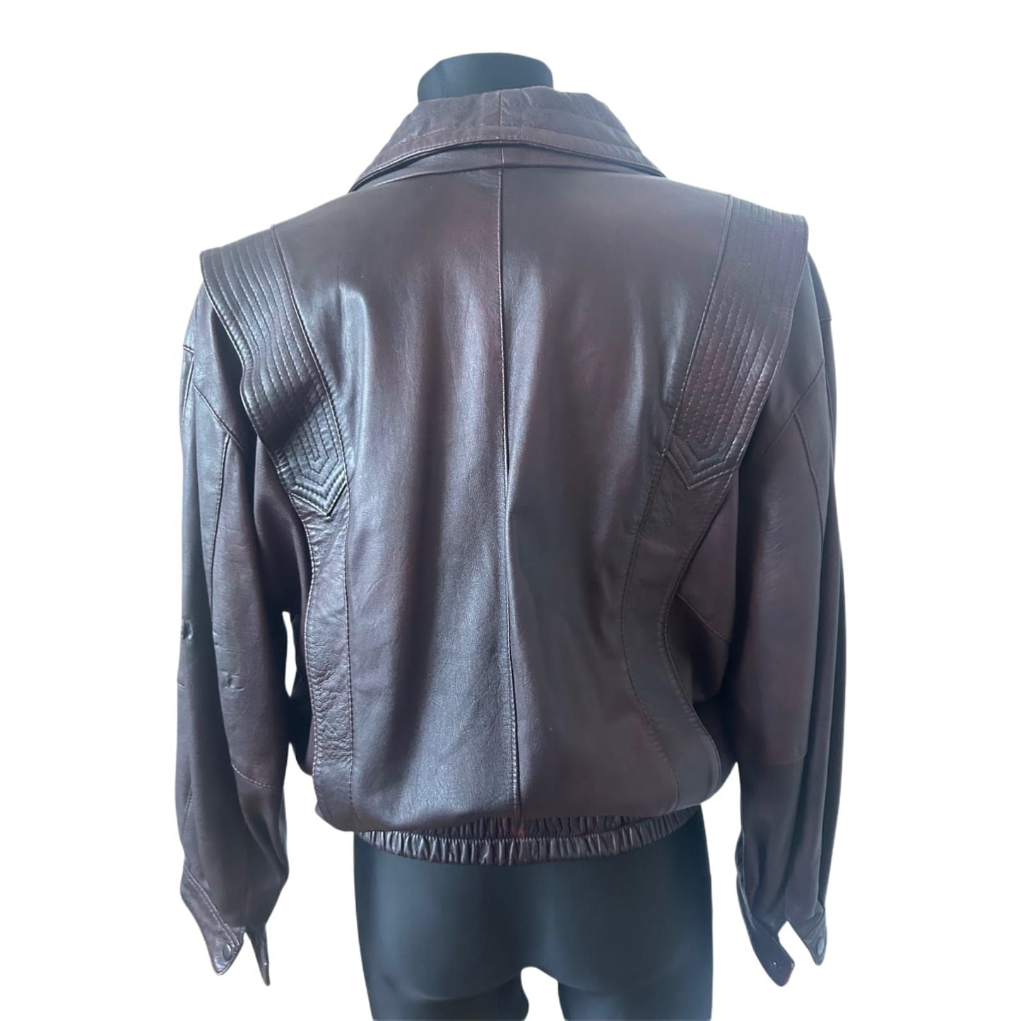 Herren Lederjacke Gr 48 Braun Vintage 80er Echtleder Blouson Schalkragen