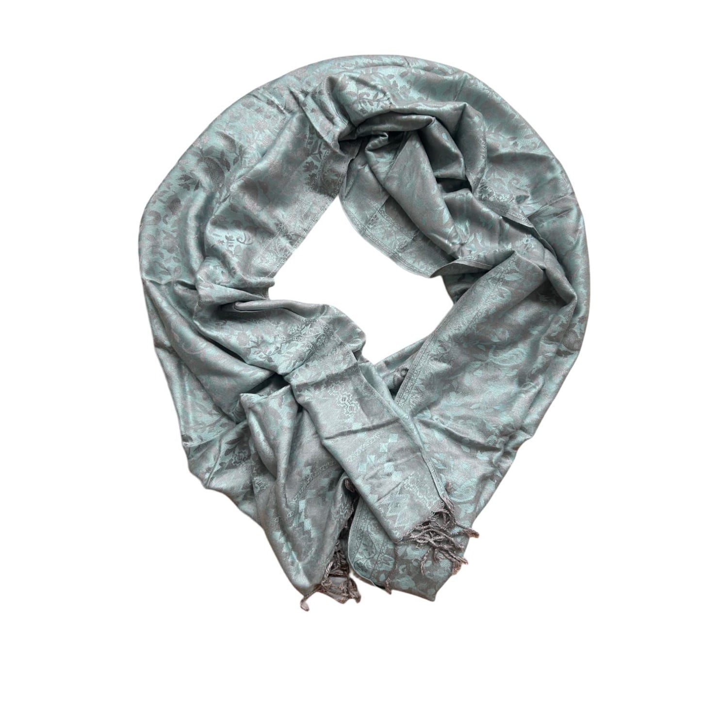 🧣 Pure Panda Tuch Grau mit Türkis 70×190 cm Glanzmuster ✨
