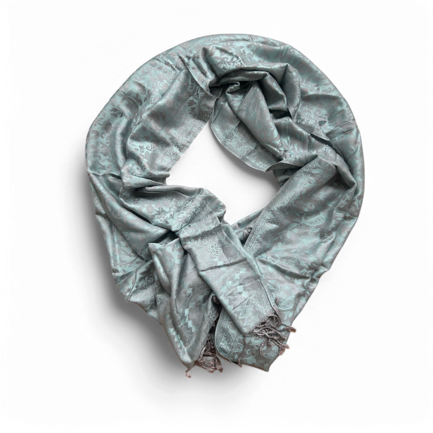 🧣 Pure Panda Tuch Grau mit Türkis 70×190 cm Glanzmuster ✨