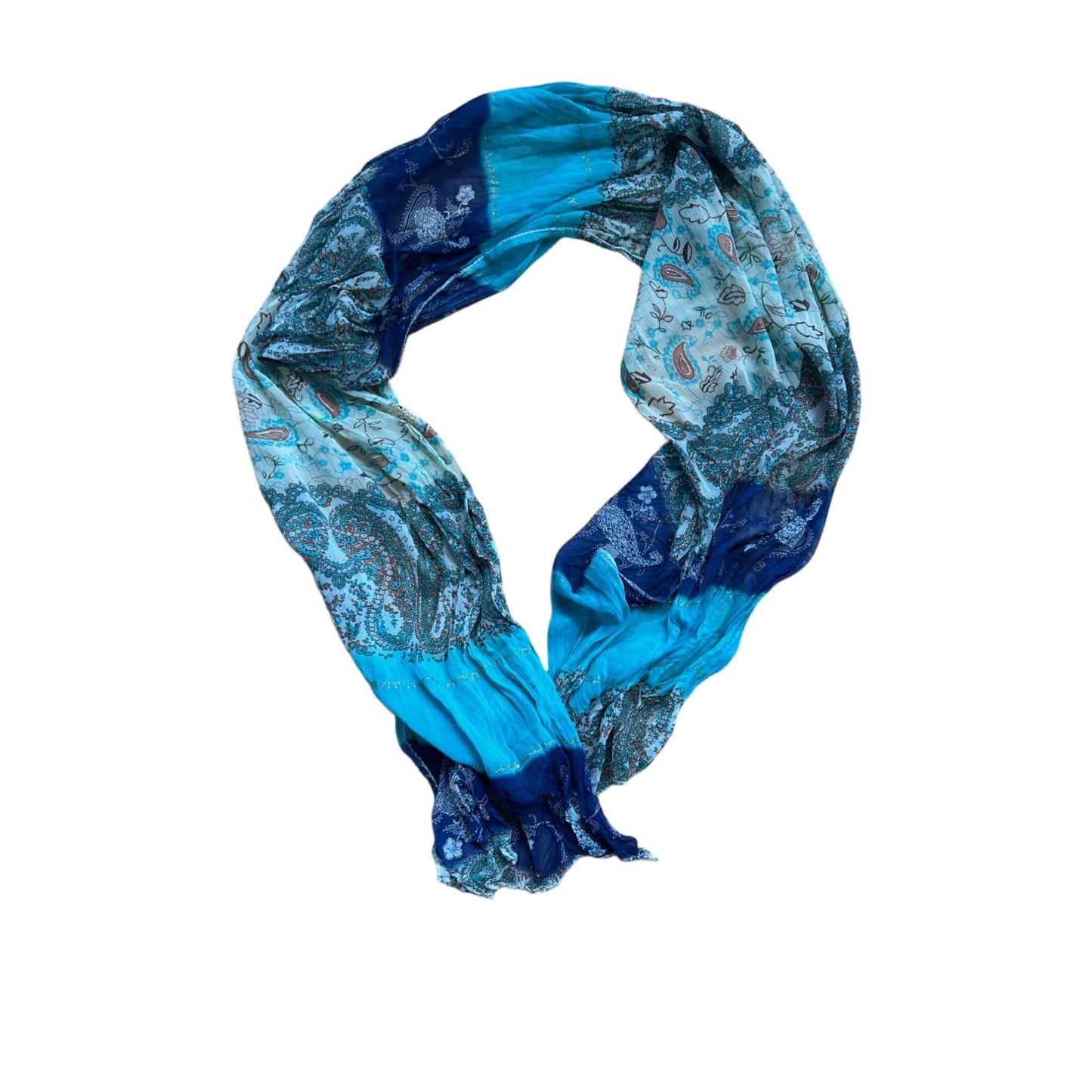 ✨ Blau-Türkiser Schal 40x160 cm – Paisley Muster – Glitzer ✨