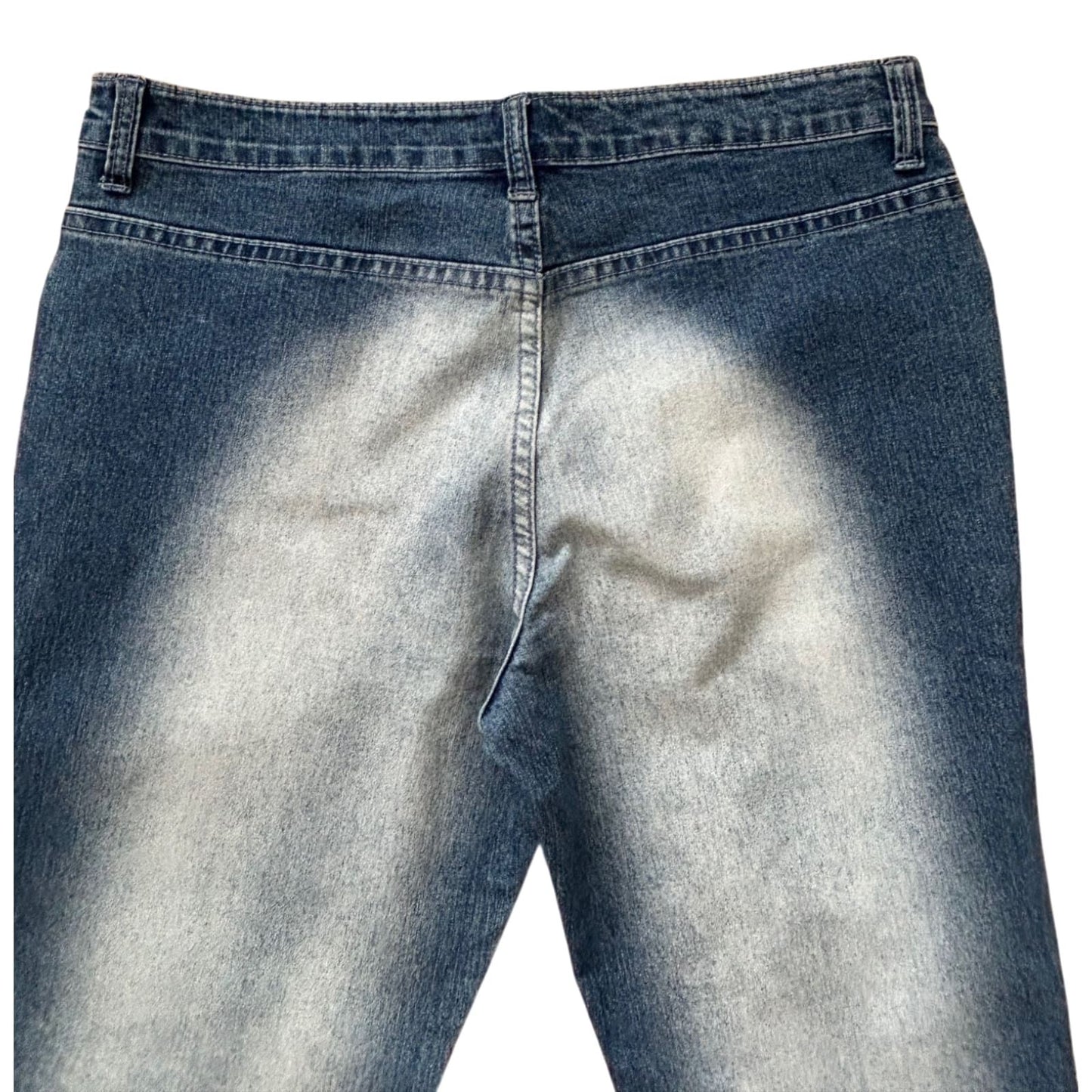 Topee Damen Jeans Gr W32 Blau Dreiviertel Fransen Used Look Baumwolle