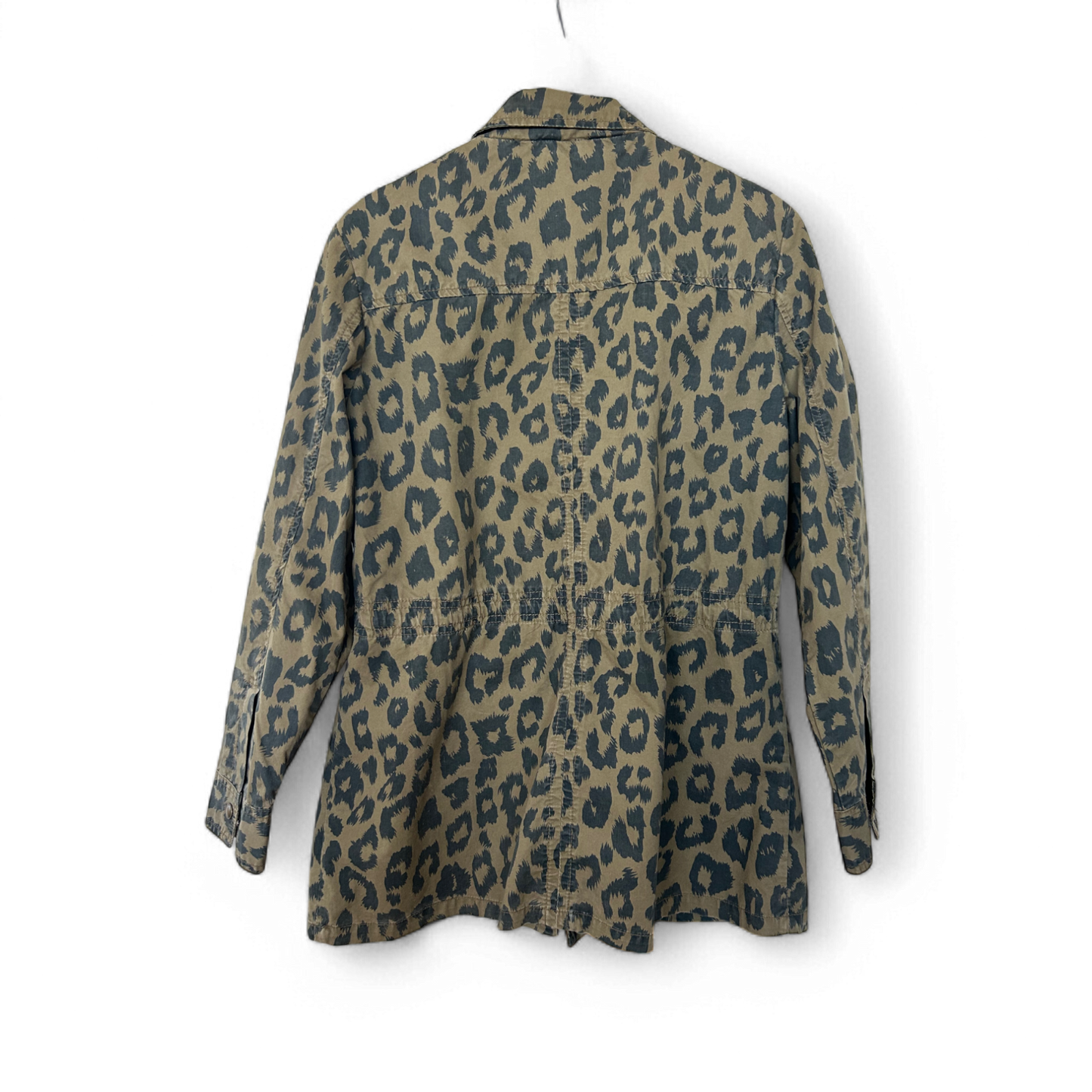 Fishbone Jacke Damen M Leopard Khaki Baumwolle Ungefüttert Utility Look Trend