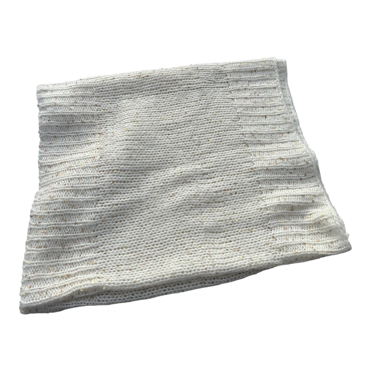 Loop Schal Damen wollweiss gold Pailletten weich warm Winter Strick elegant Accessoire