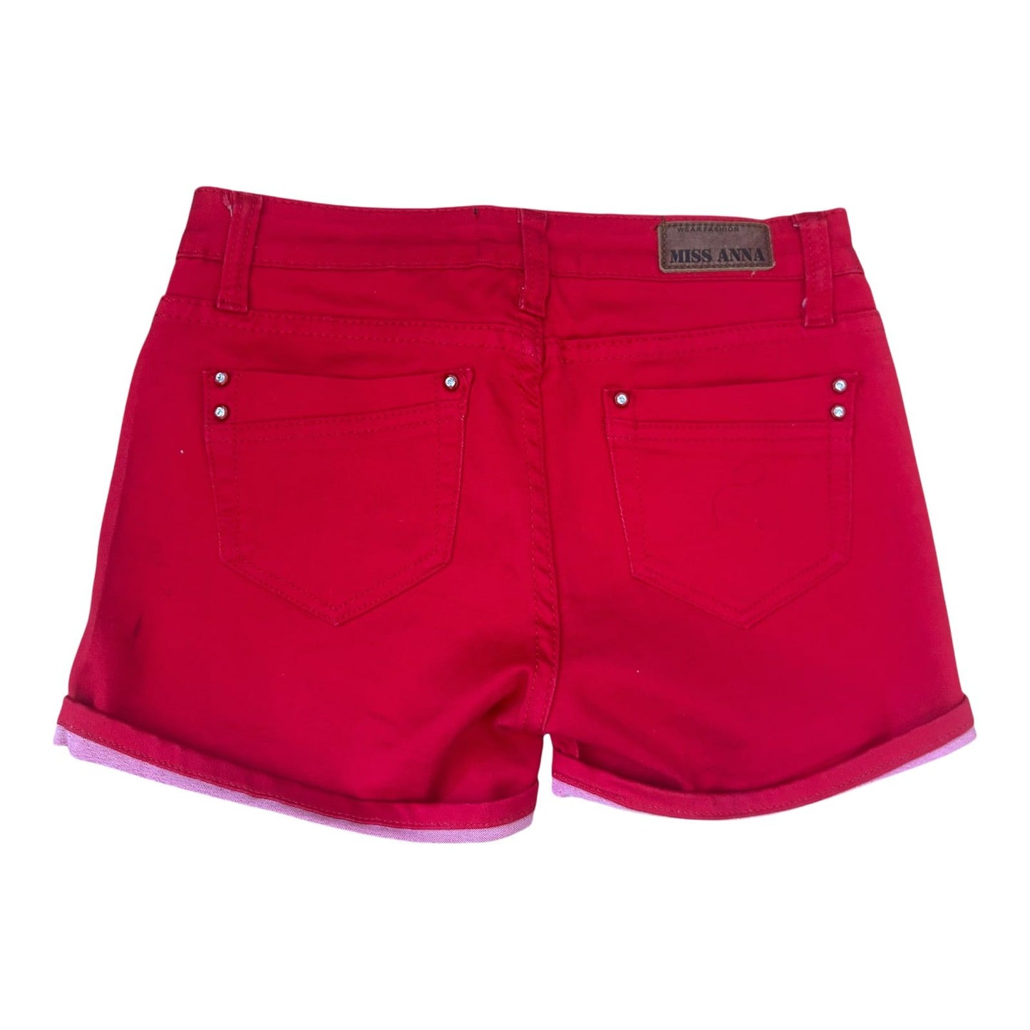 Miss Anna Jeans Shorts Damen Gr 36 Rot Slim Fit Sommer Baumwolle Stretch