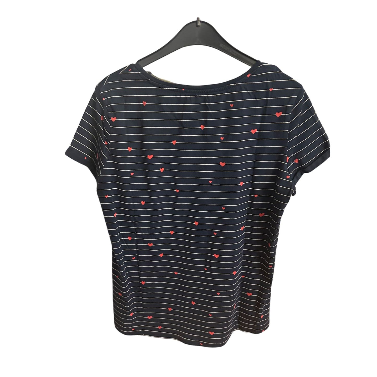 💙 EDC T-Shirt Damen M – Blau mit Herzen & Streifen 💙