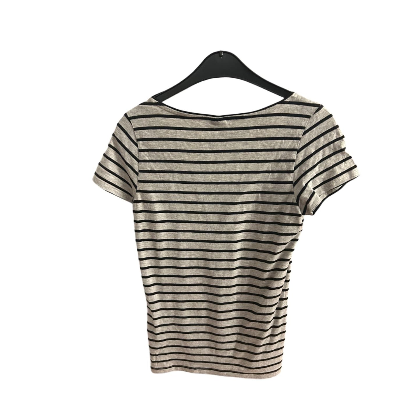 🧵 Gina Tricot T-Shirt Damen M – Streifenlook – Grau/Schwarz 🧵