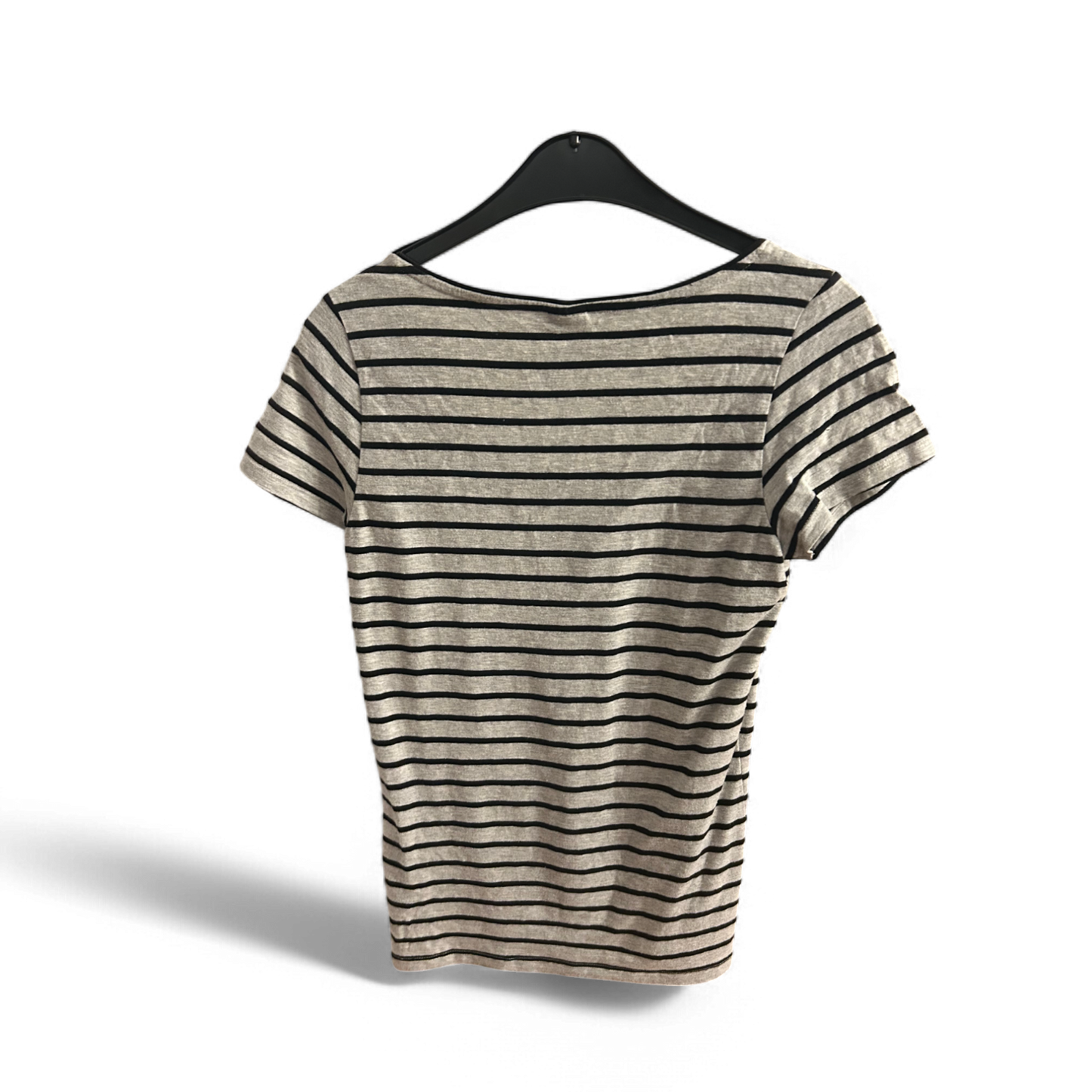 🧵 Gina Tricot T-Shirt Damen M – Streifenlook – Grau/Schwarz 🧵