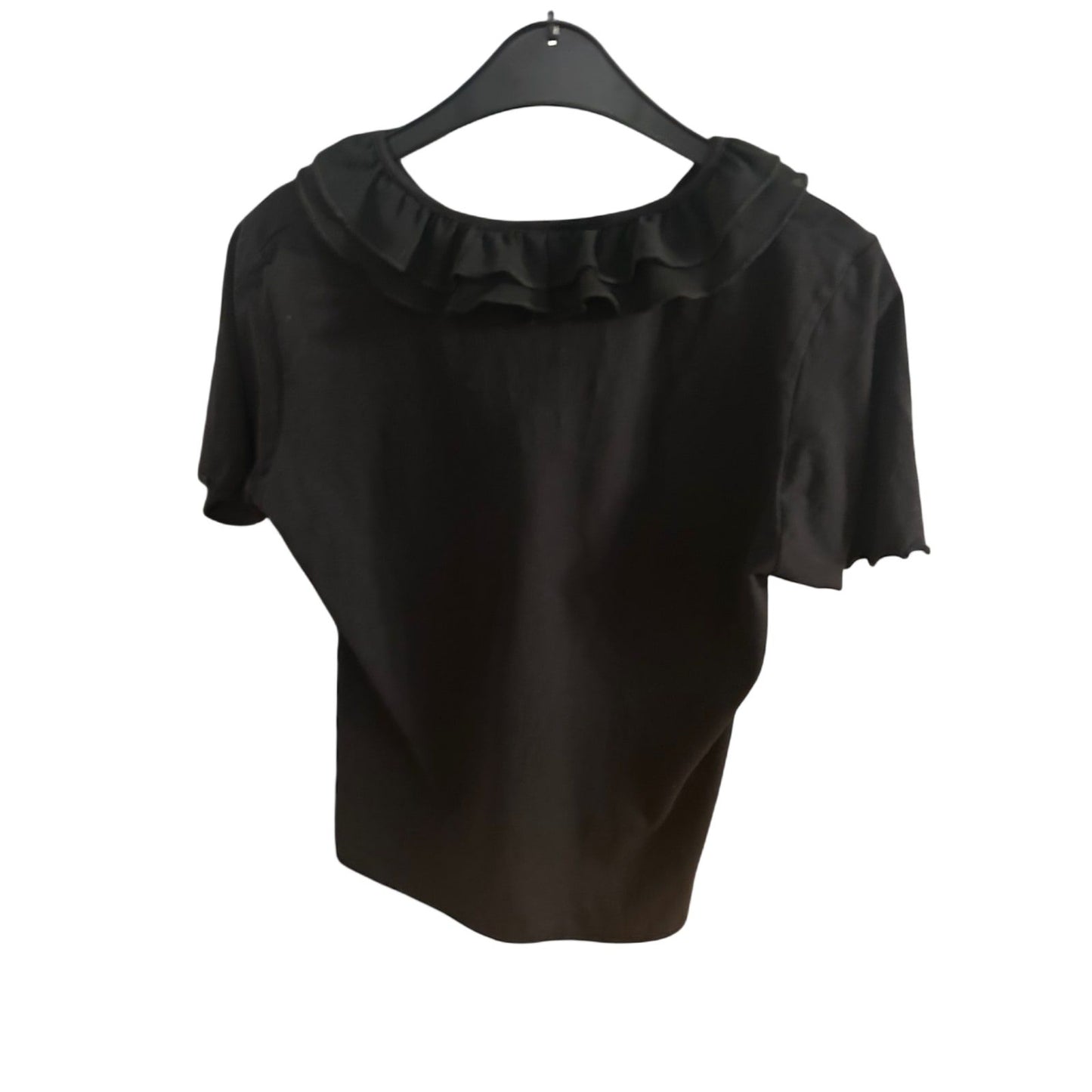 🖤 Prima Parte Shirt L Schwarz - Rüschenkragen 🖤