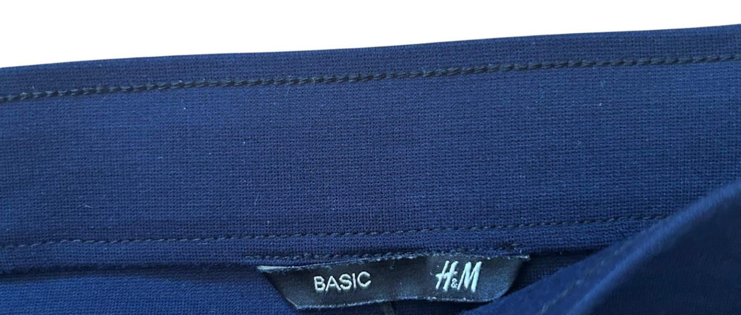 H&M Rock Damen Gr M Blau Stretch Basic Bleistiftrock Knielang Elegant