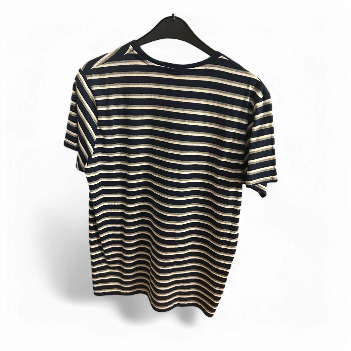 Infinity T Shirt Herren L Navy Weiß Streifen Kurzarm Baumwolle Sommer Maritim