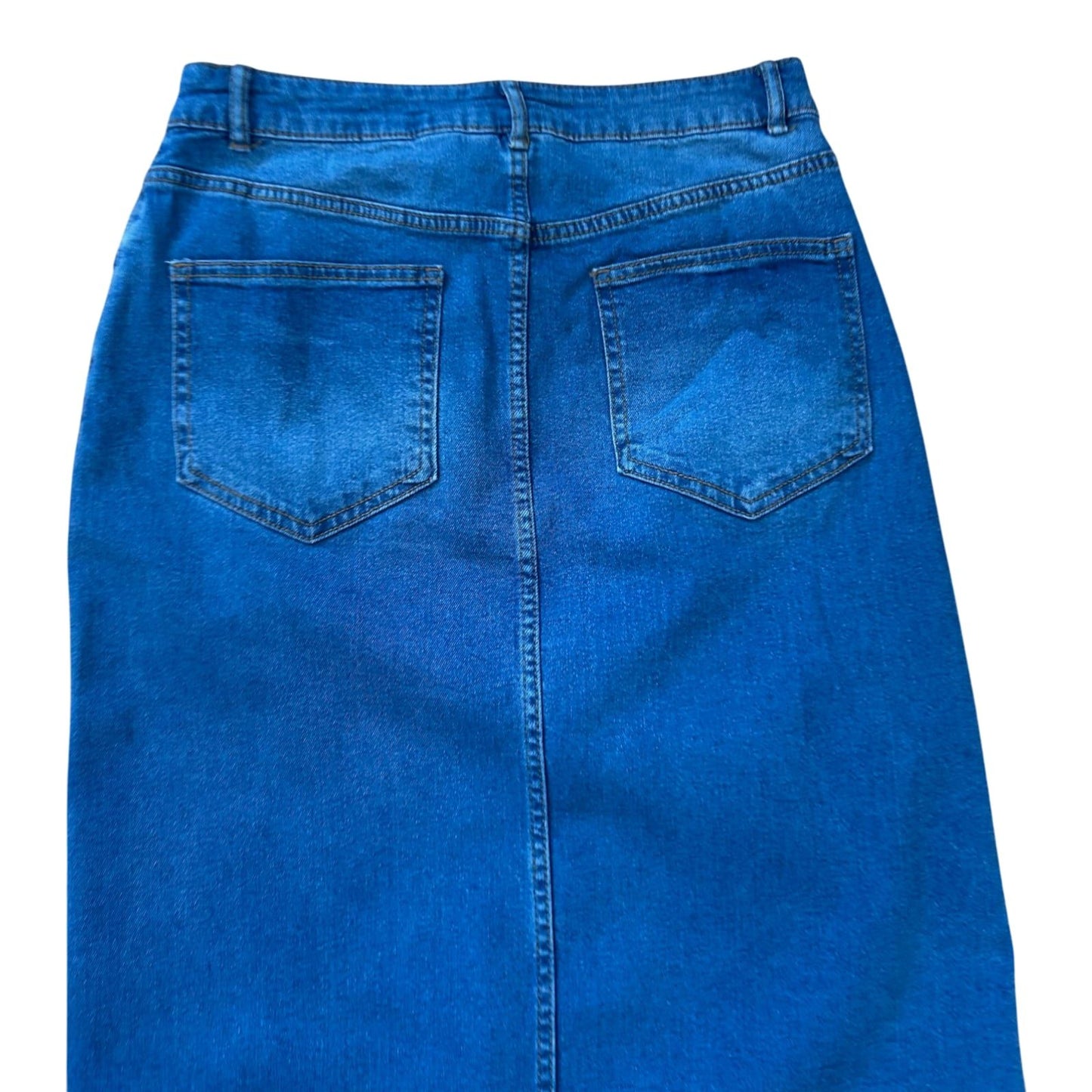 Jeansrock Damen Gr 40 Blau Denim Stretch Knielang Schlitz Klassisch Modern