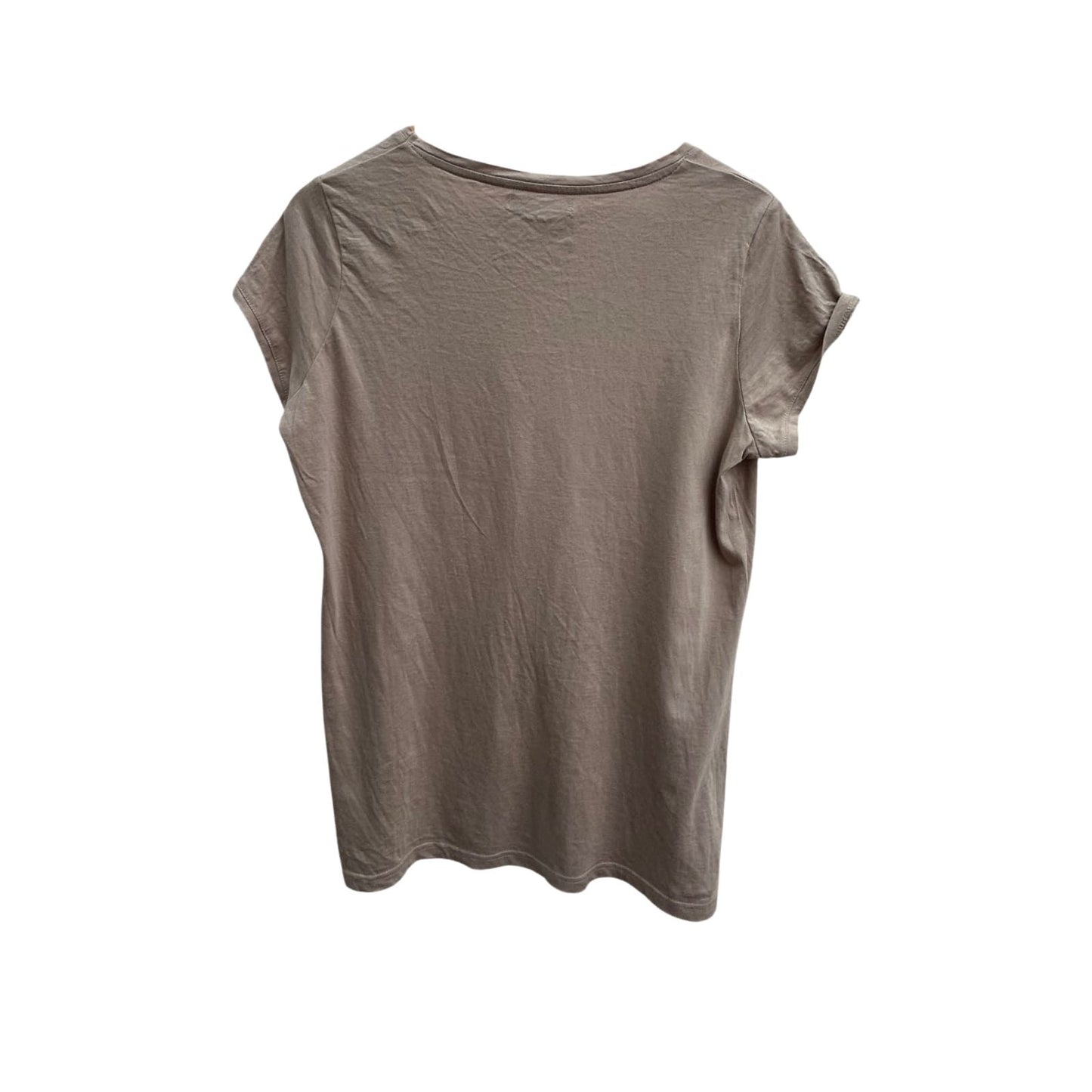 1982 Shirt Damen Gr XL Beige Baumwolle Kurzarm V-Ausschnitt Basic Casual