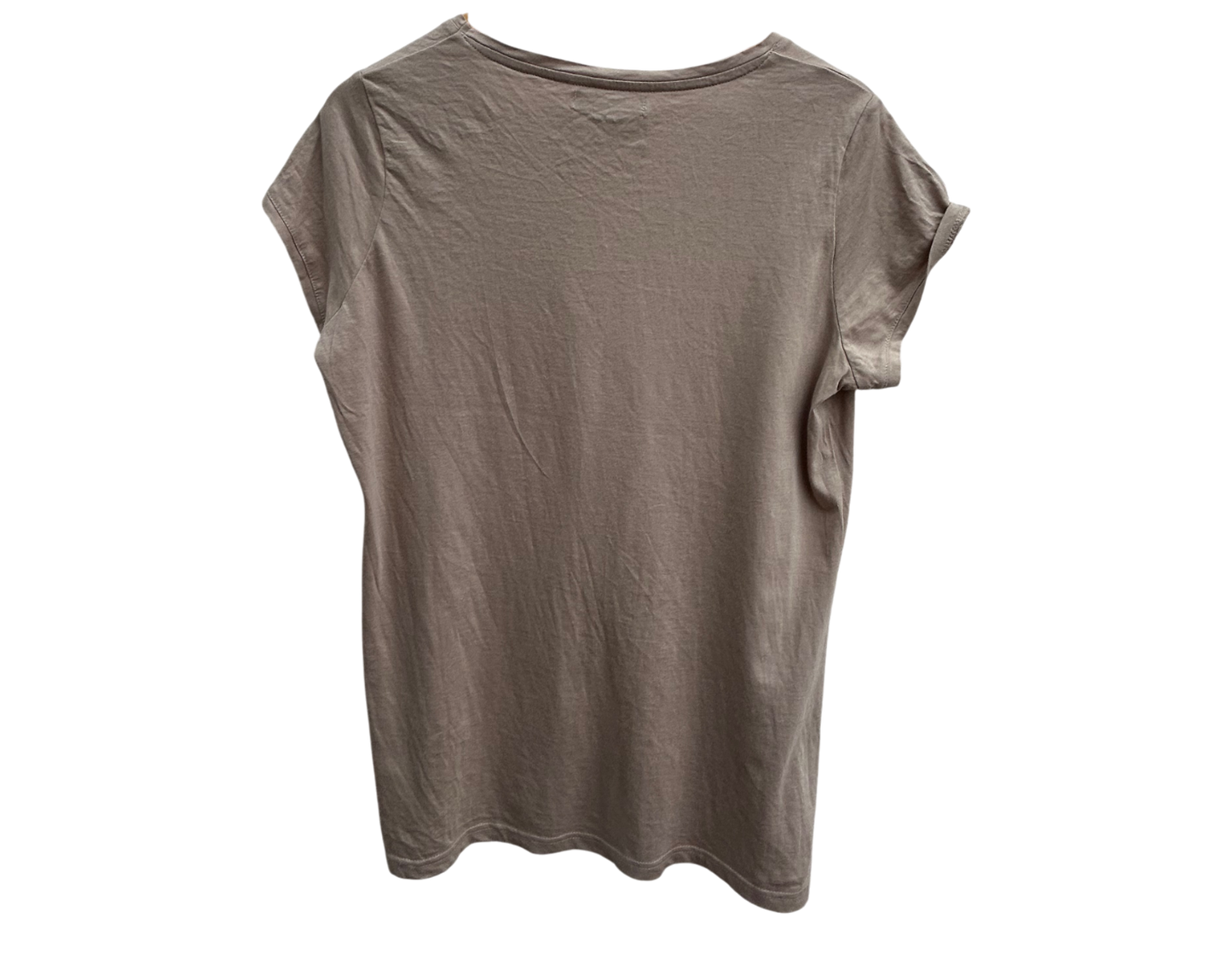 1982 Shirt Damen Gr XL Beige Baumwolle Kurzarm V-Ausschnitt Basic Casual