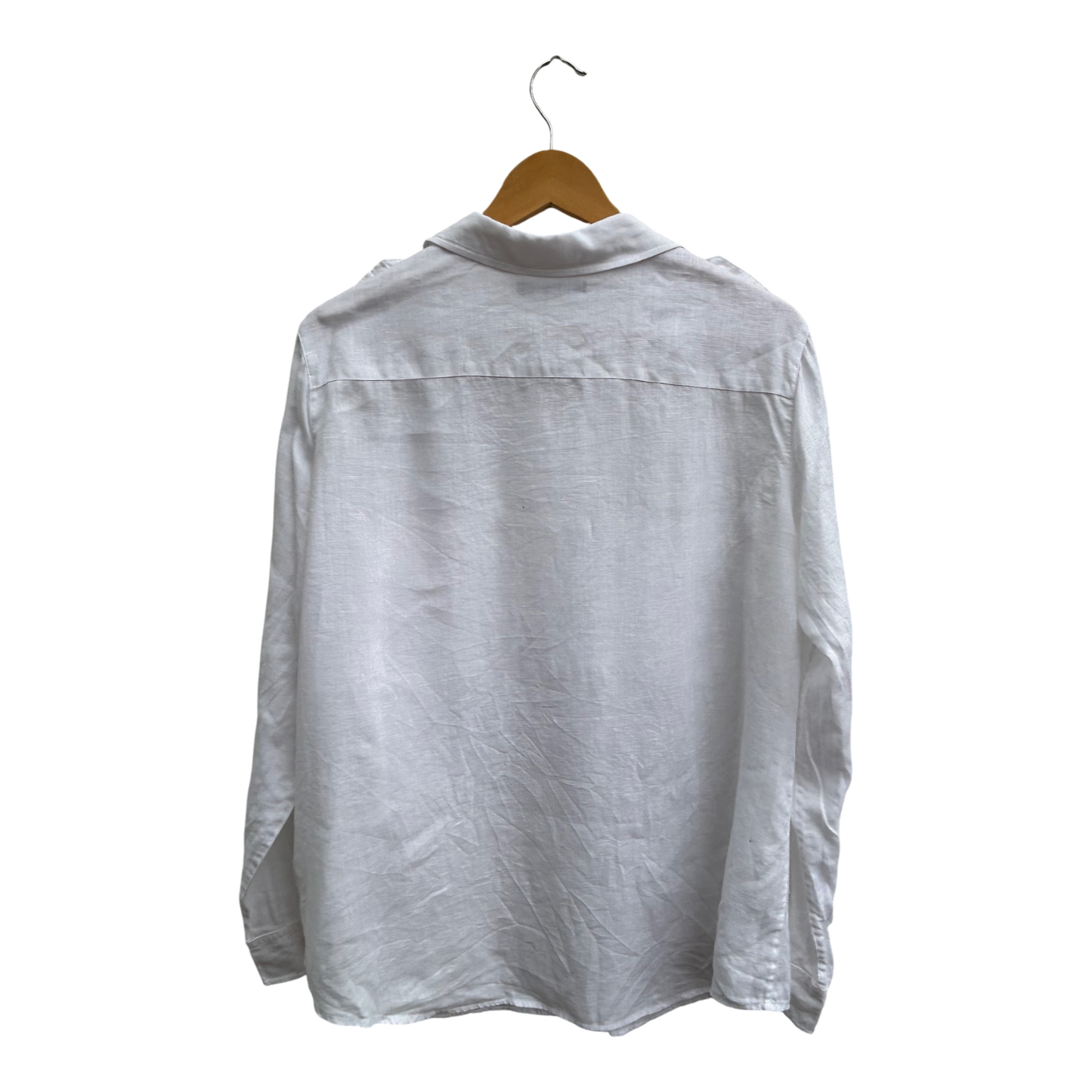 Brax Bluse Damen Gr 42 Weiß 100% Leinen Langarm Sommer Hemdbluse Elegant Klassisch