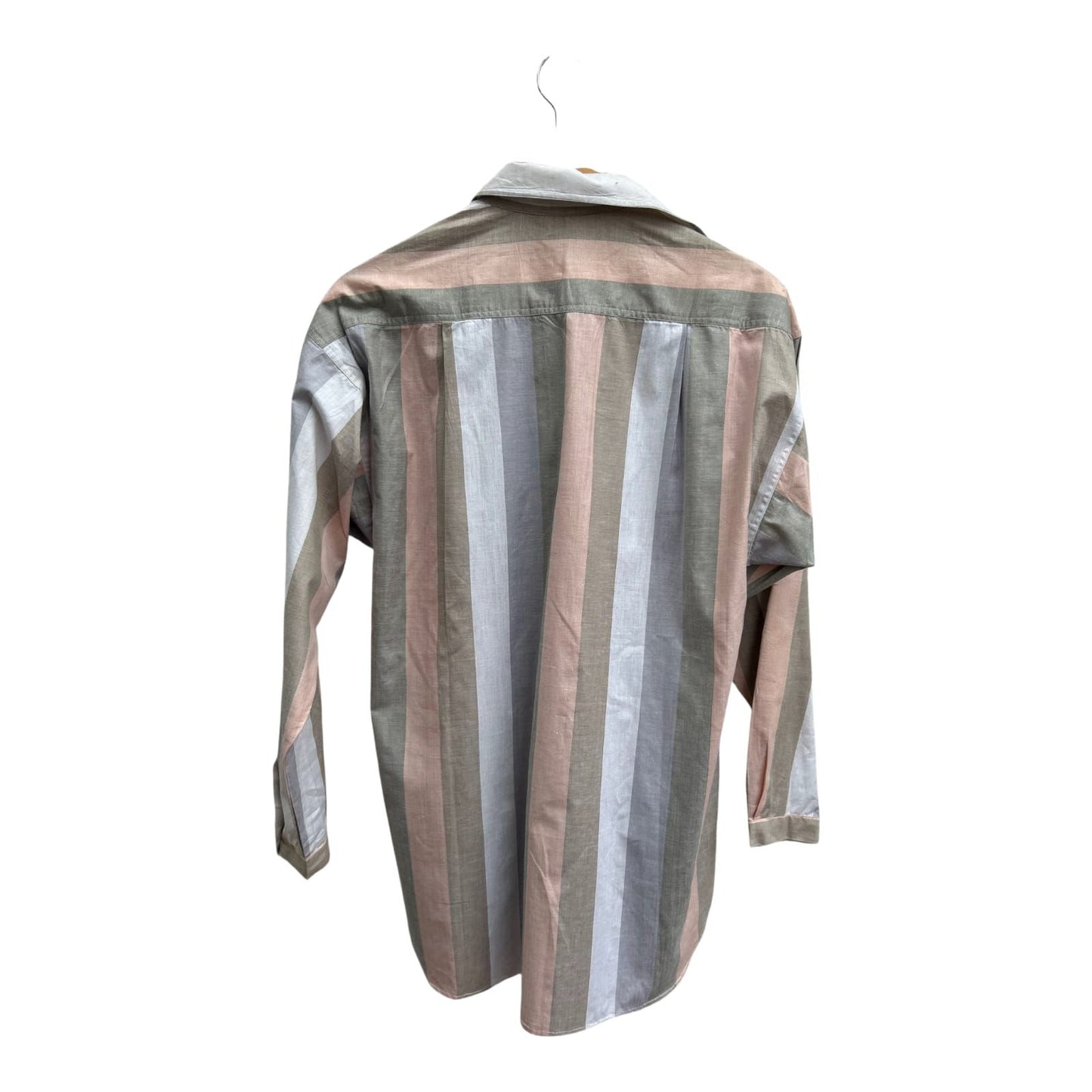 Vintage Bluse Damen Gr 36 Gestreift Langarm 100% Baumwolle Krempelärmel Mehrfarbig