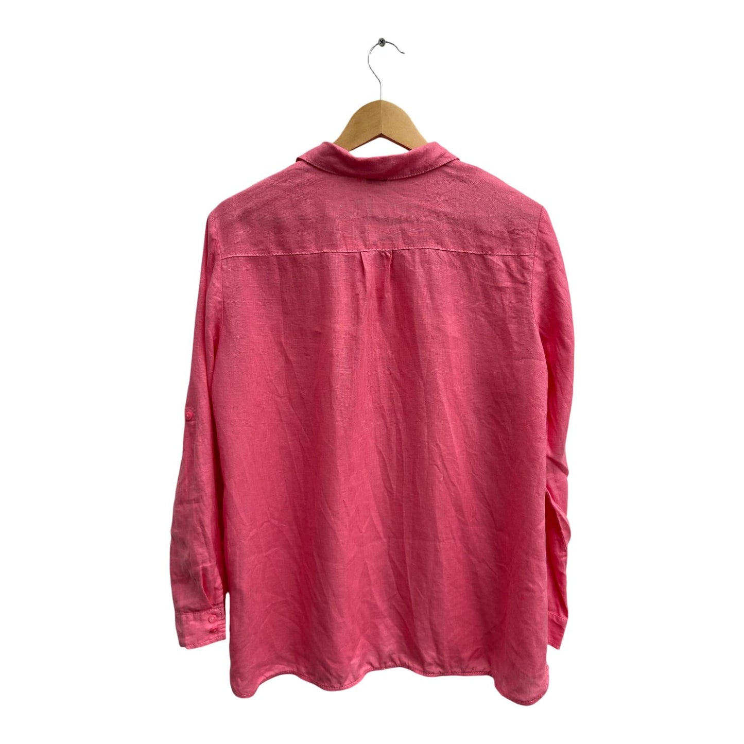 Gerry Weber Bluse Damen Gr 40 Koralle 100% Leinen Langarm Krempelärmel Sommer Elegant