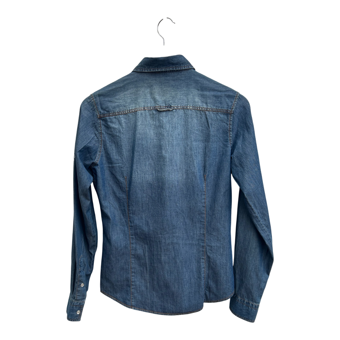 Fior da Liso Jeansbluse Damen Gr 34 Modell Jessi Strass 100% Baumwolle Elegant Blau